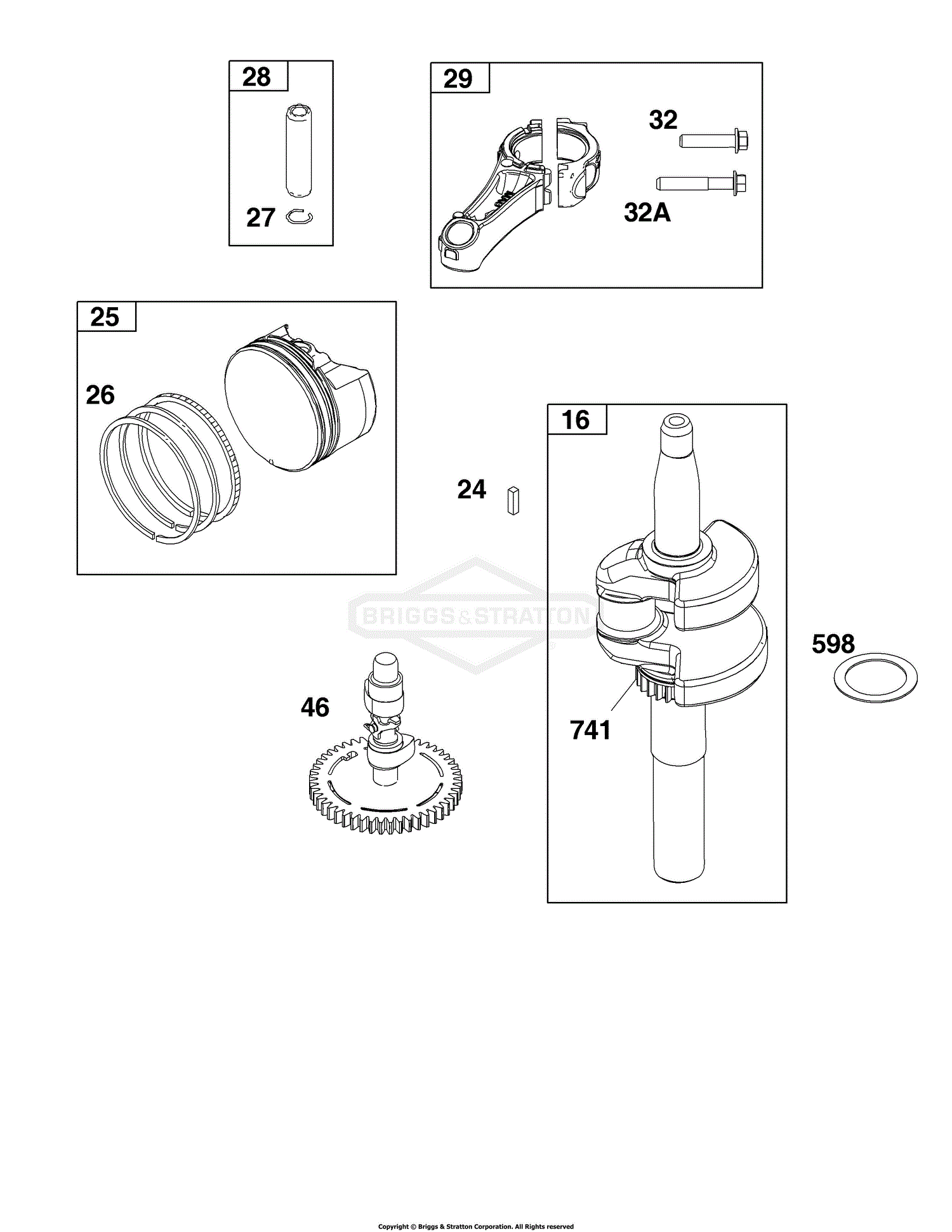 Briggs and Stratton 125P02-0012-F1 Parts Diagram for Crankshaft Group