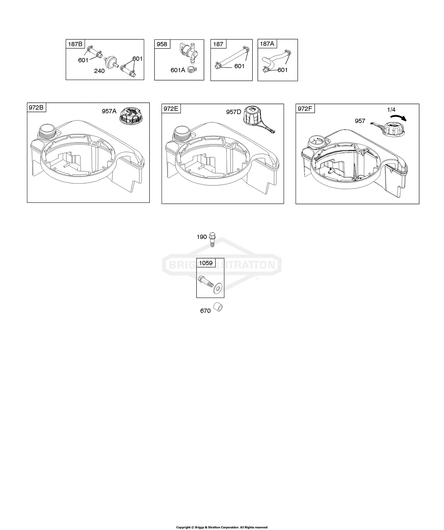 Briggs And Stratton 126T02-0298-B1 Parts Diagram For Fuel Supply, Ignition