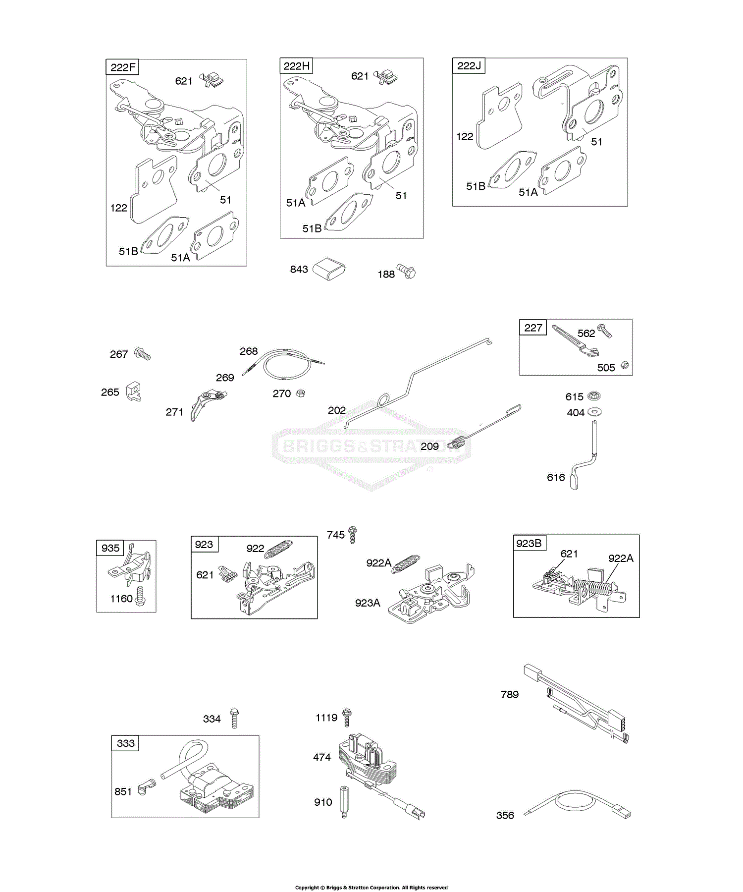 Briggs and Stratton 128602-0212-E1 Parts Diagram for Controls, Flywheel ...