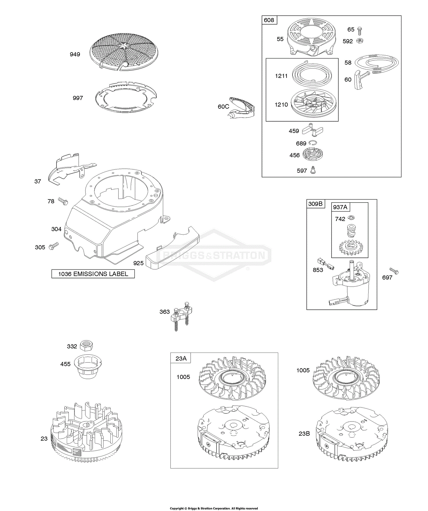 Briggs and Stratton 128M02-0133-F1 Parts Diagram for Blower Housing ...