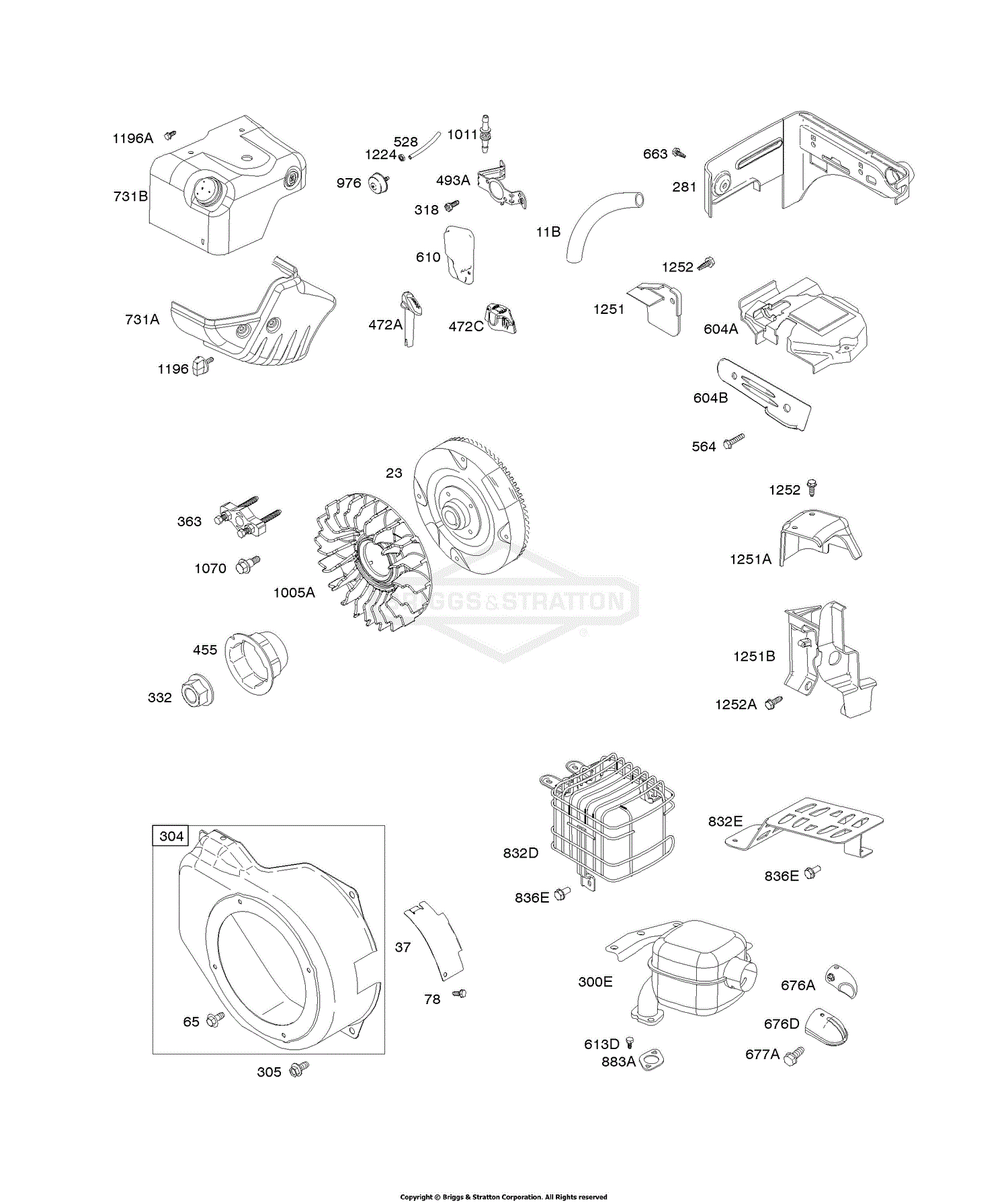 Briggs And Stratton 12D133-0133-E8 Parts Diagram For Blower Housing ...