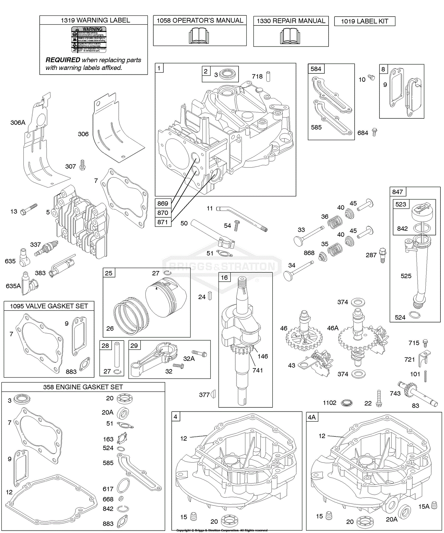 Briggs and Stratton 12F802-0820-02 Parts Diagram for Cams