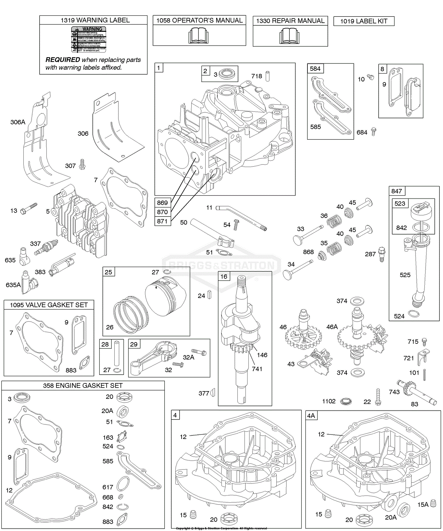 Briggs And Stratton 12F802-1901-B1 Parts Diagram For Cams, Crankshaft ...