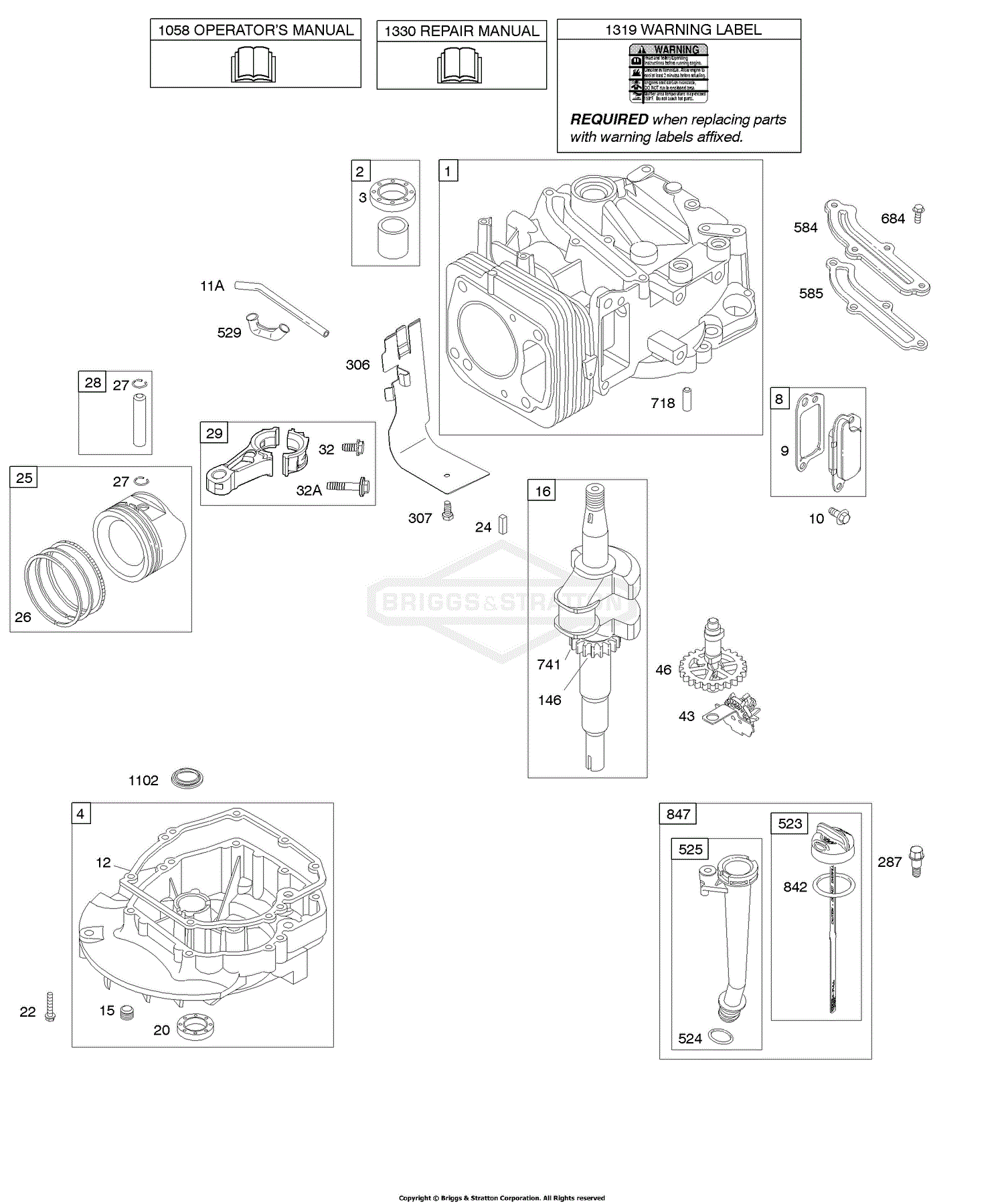 Briggs and Stratton 12R502-0129-B1 Parts Diagram for Camshaft ...