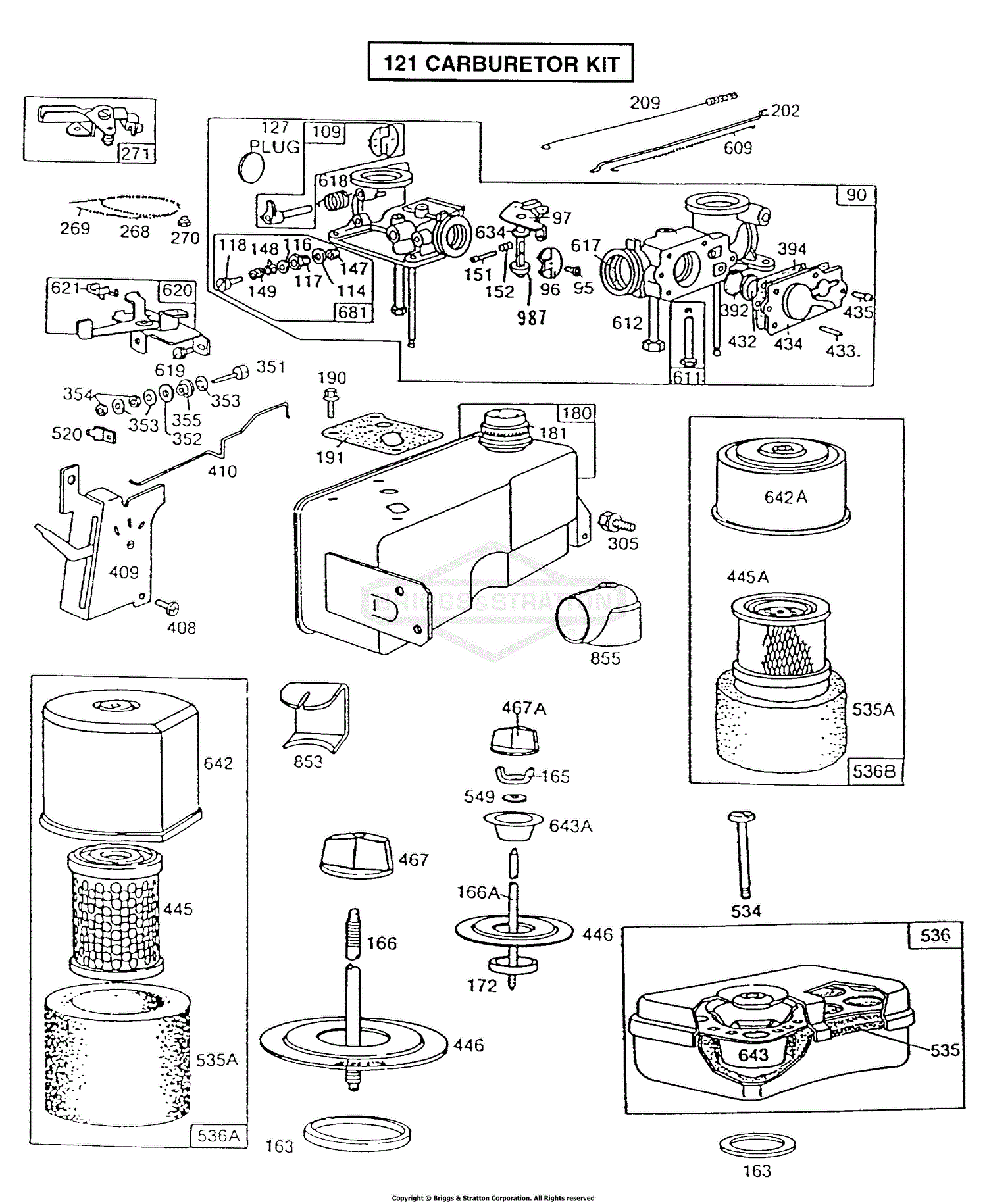 Briggs and Stratton 130902-1165-01 Parts Diagram for Carburetor ...