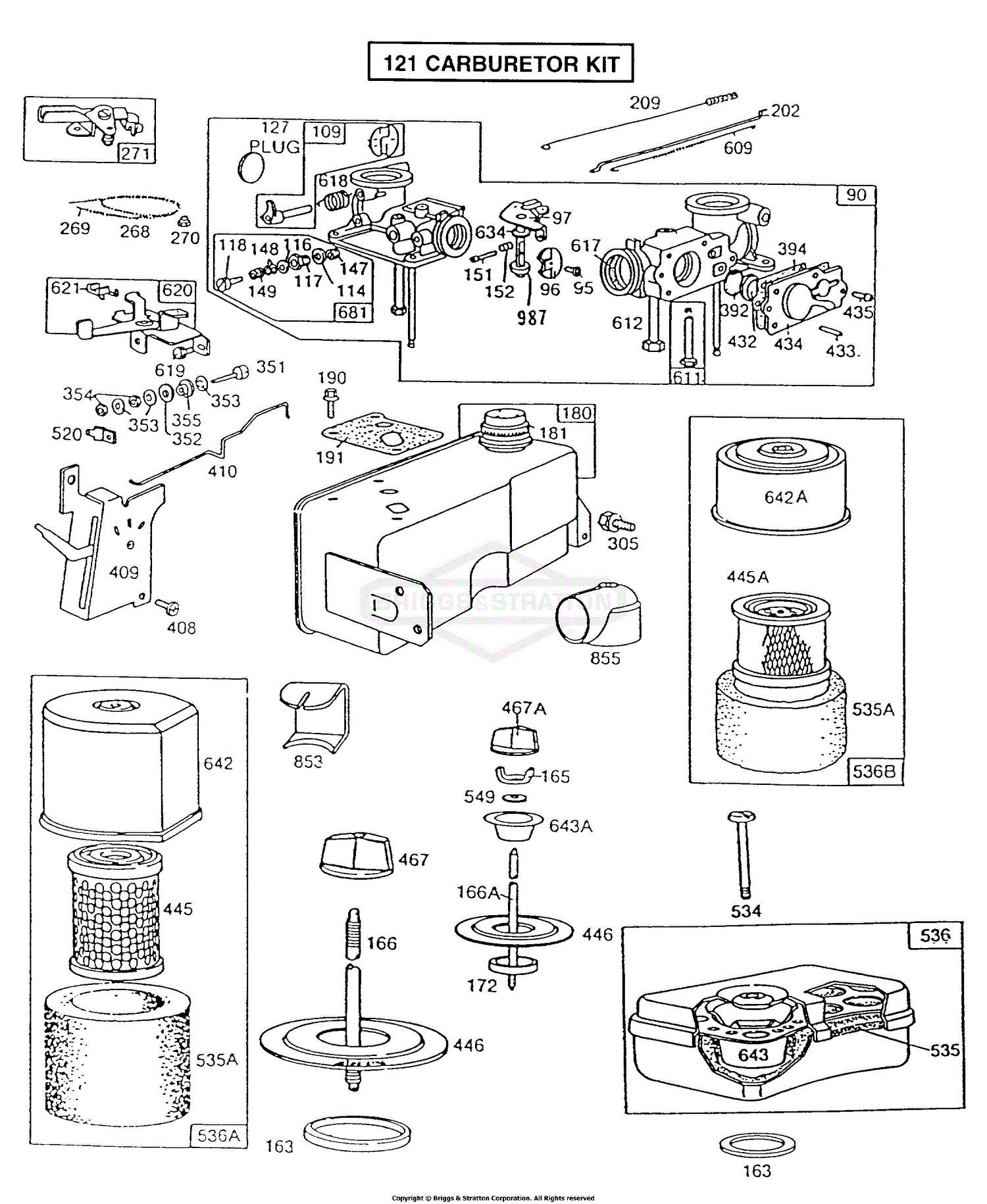 Briggs and Stratton 130902-1175-01 Parts Diagram for Carburetor ...