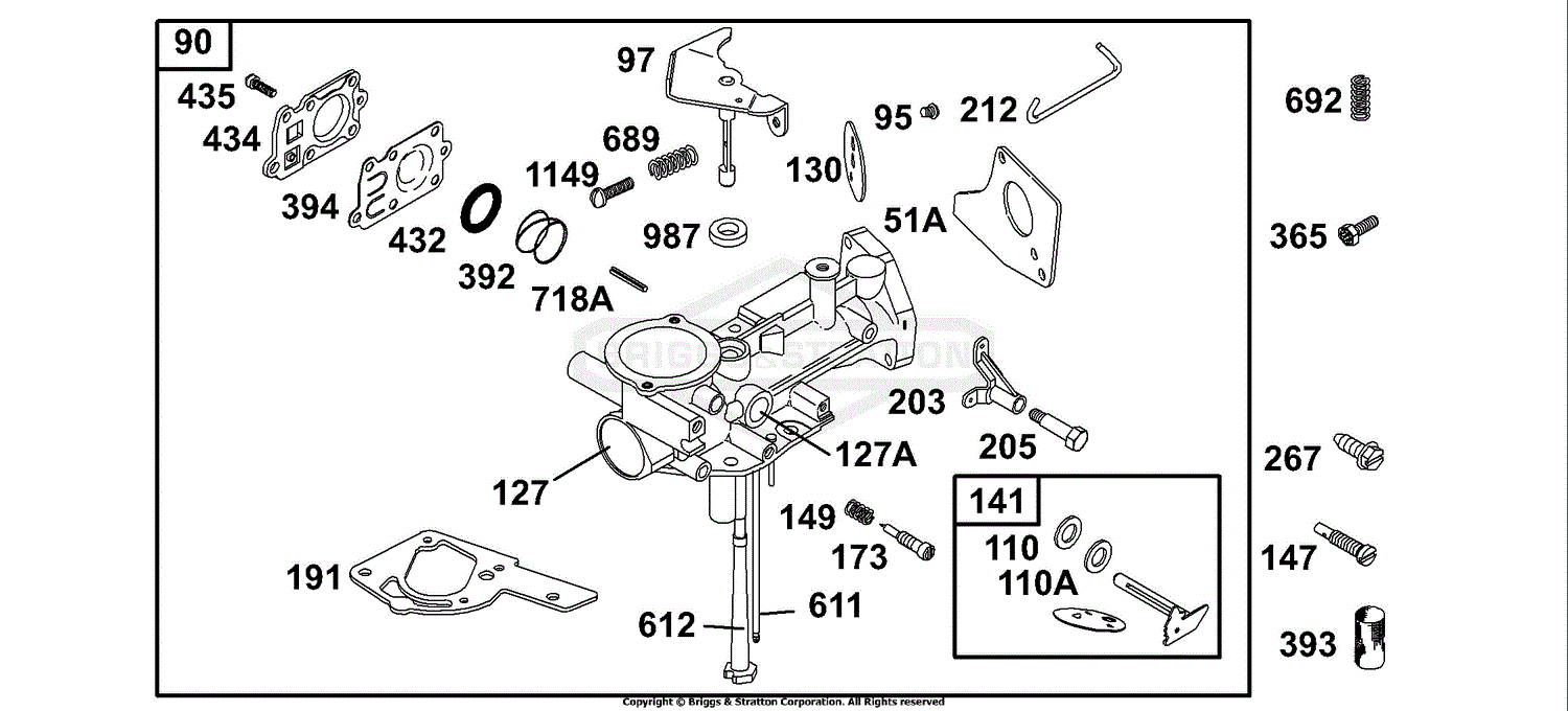 Briggs and Stratton 137202-1117-E1 Parts Diagram for Carburetor Group