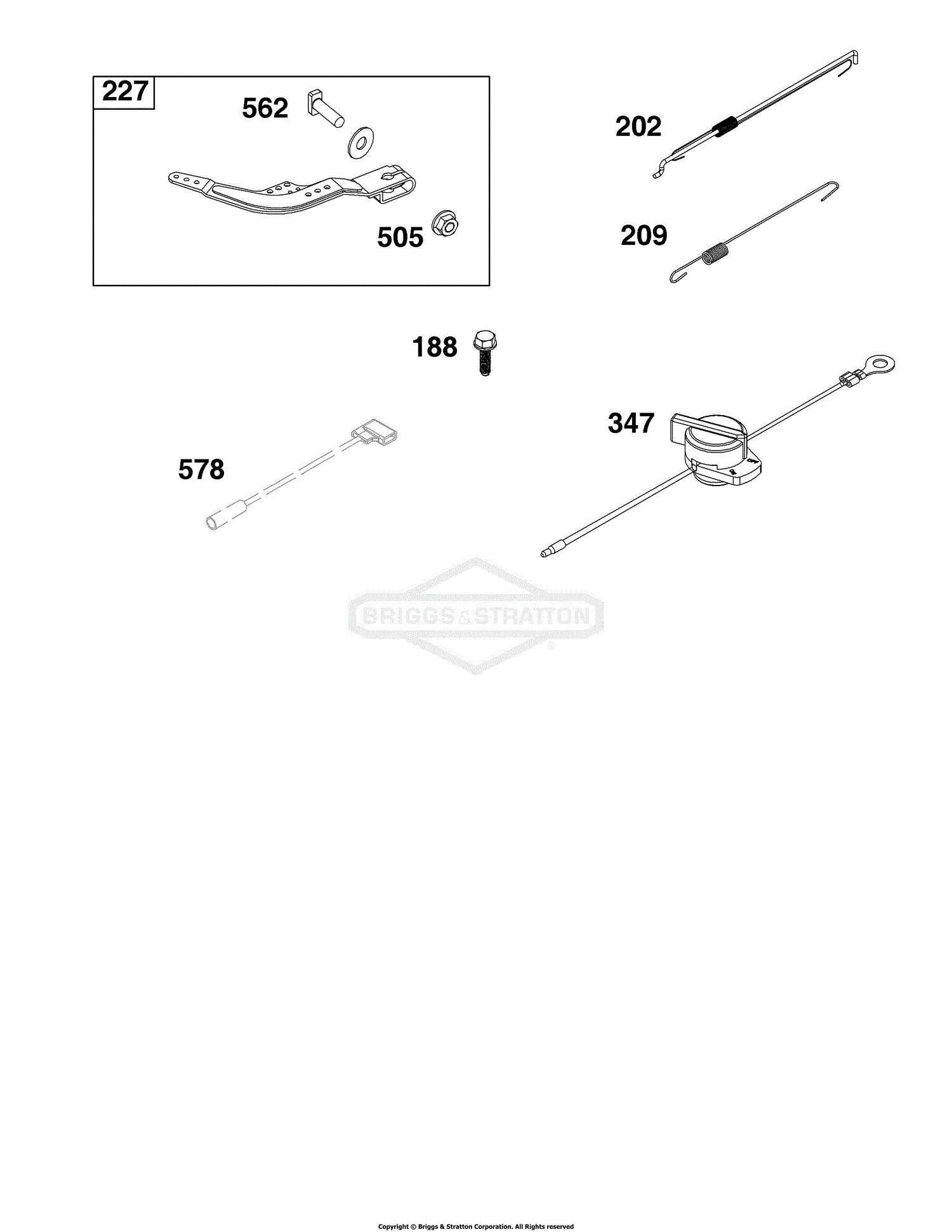 Briggs and Stratton 13R232-0021-F1 Parts Diagram for Controls Group