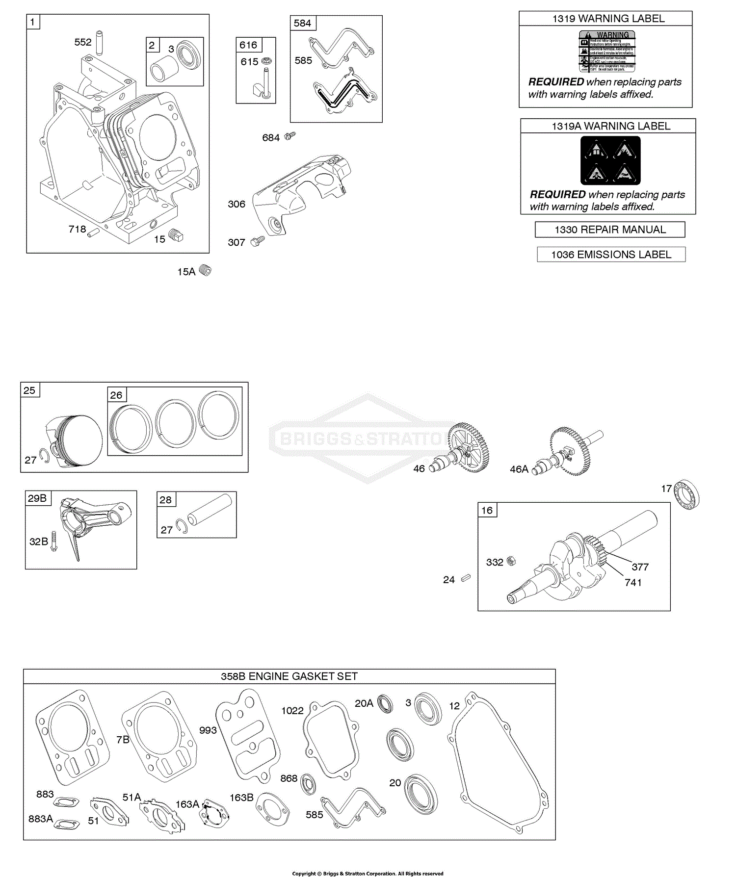 Briggs And Stratton 15t212 0160 F8 Parts Diagram For Camshaft Crankshaft Cylinder Piston Group 8033