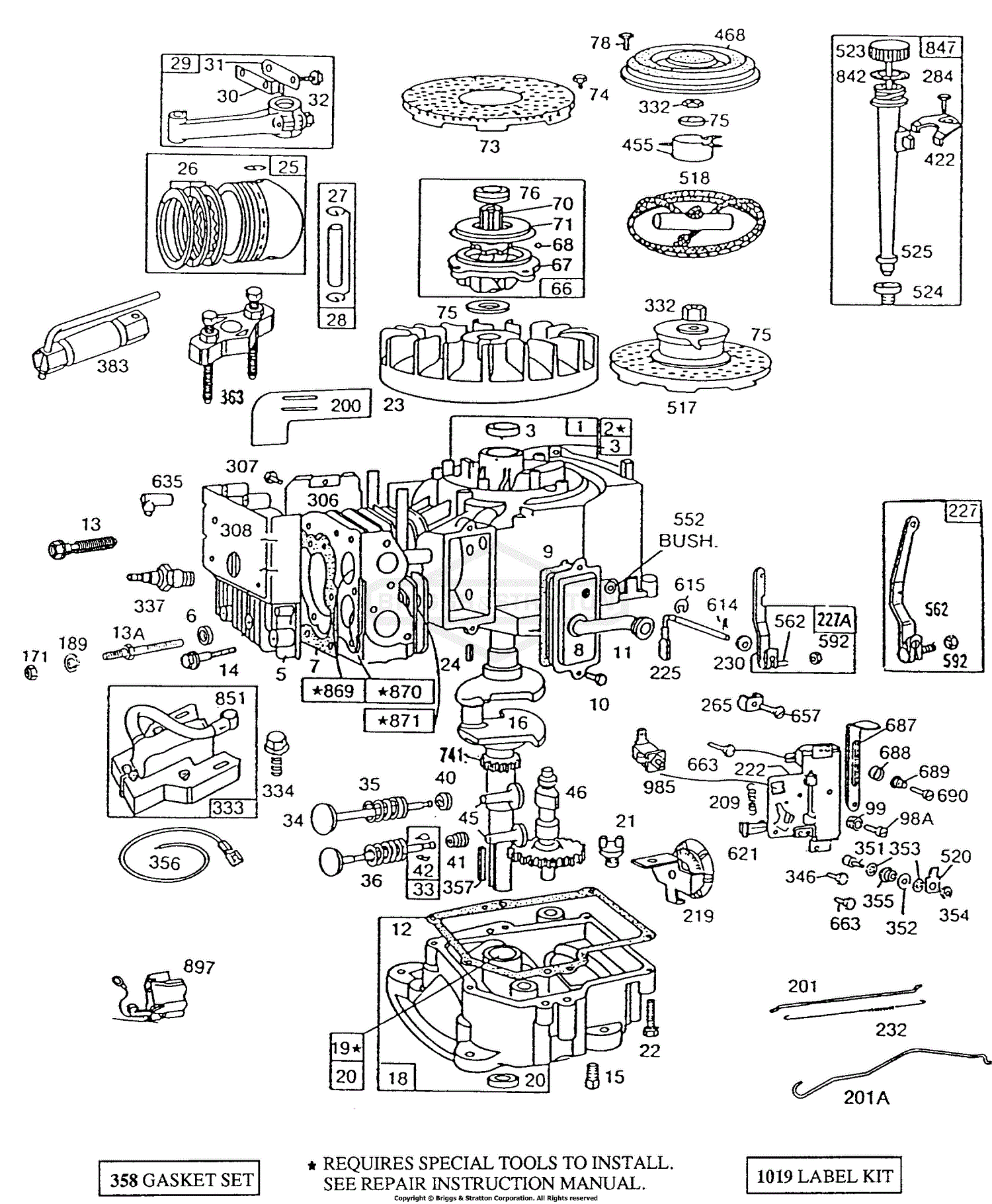 Briggs and Stratton 170702-2040-01 Parts Diagram for Cyl, Sump, Piston ...