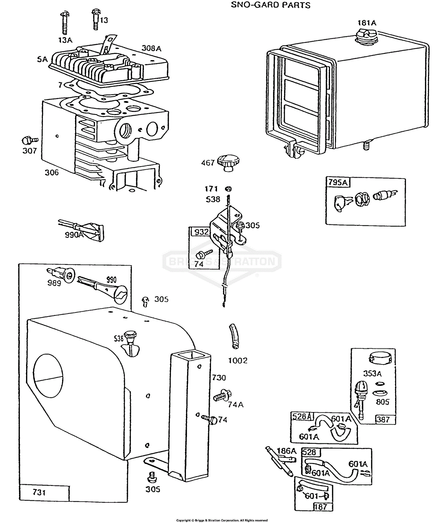 Briggs and Stratton 190402-2760-01 Parts Diagram for Fuel Tank,Sno-Gard ...