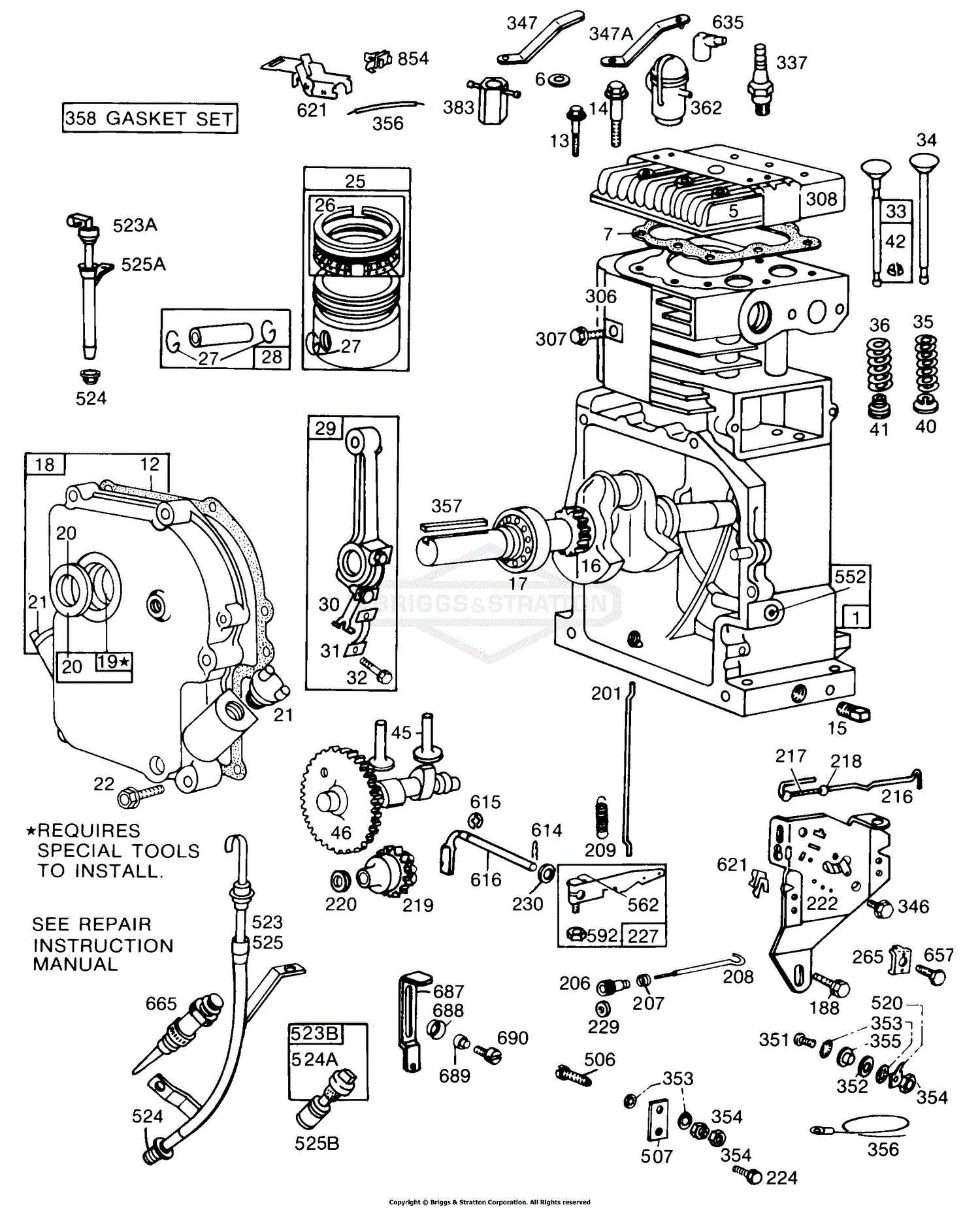 Briggs and Stratton 190412-1663-99 Parts Diagram for Cyl,Crankcase ...