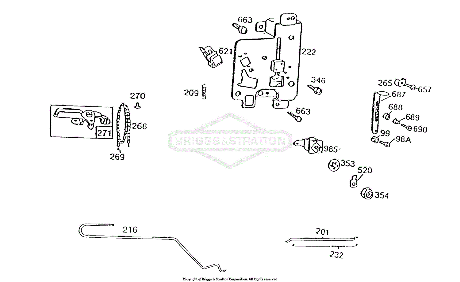 Briggs and Stratton 191702251401 Parts Diagram for Control Brkt Assembly