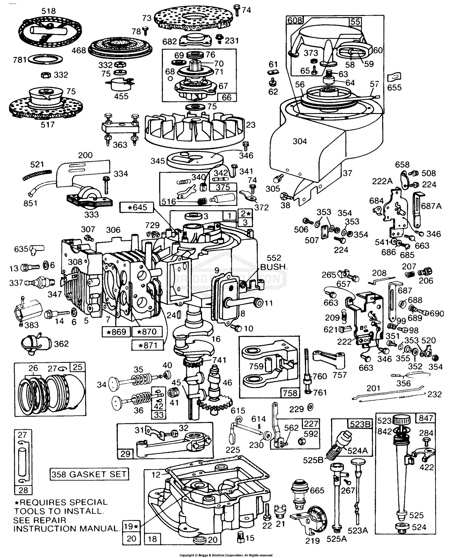 Briggs and Stratton 191707-0636-99 Parts Diagram for Cyl, Sump, Piston ...