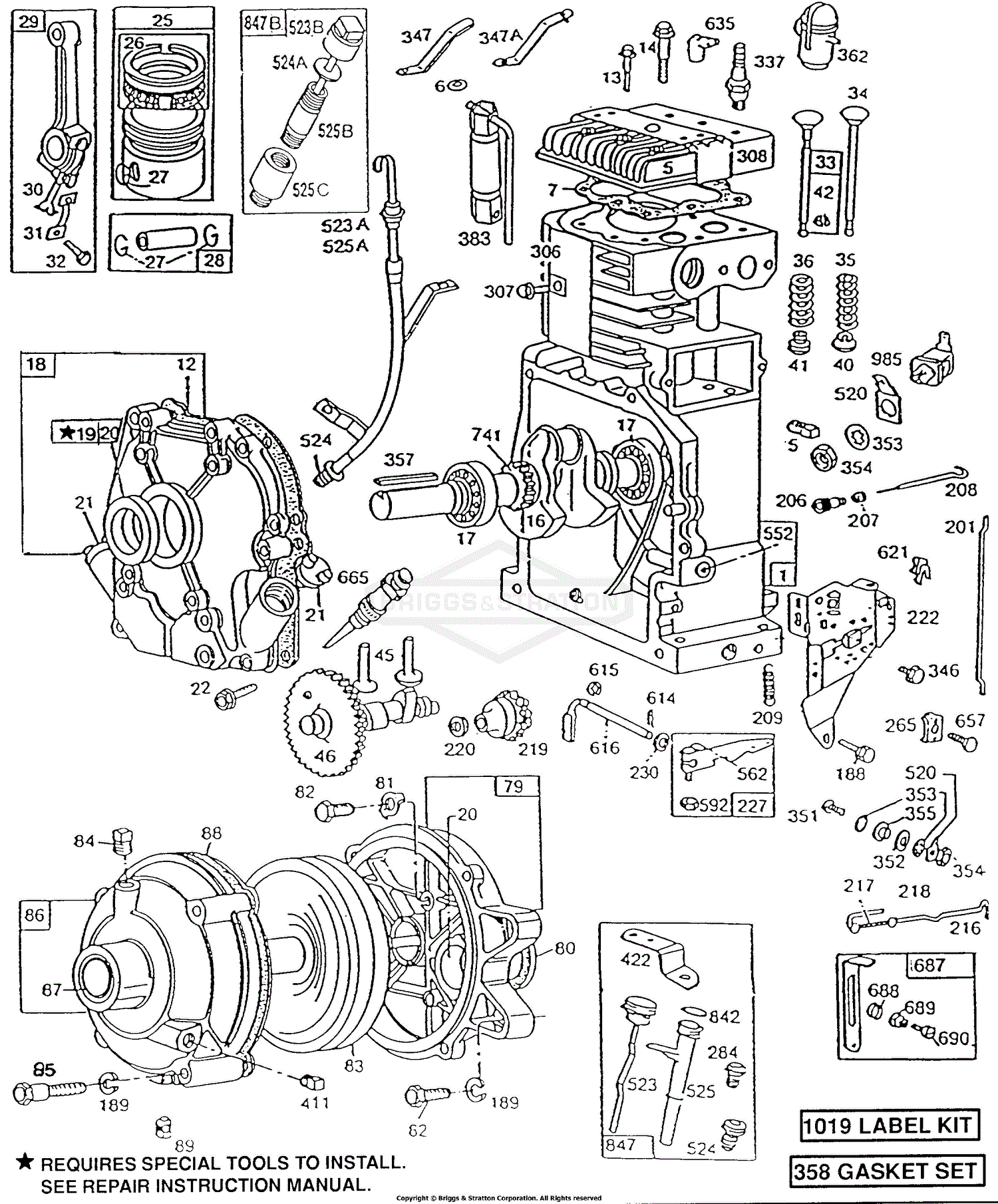 Briggs and Stratton 195412-0899-01 Parts Diagram for Cyl,Muffler ...