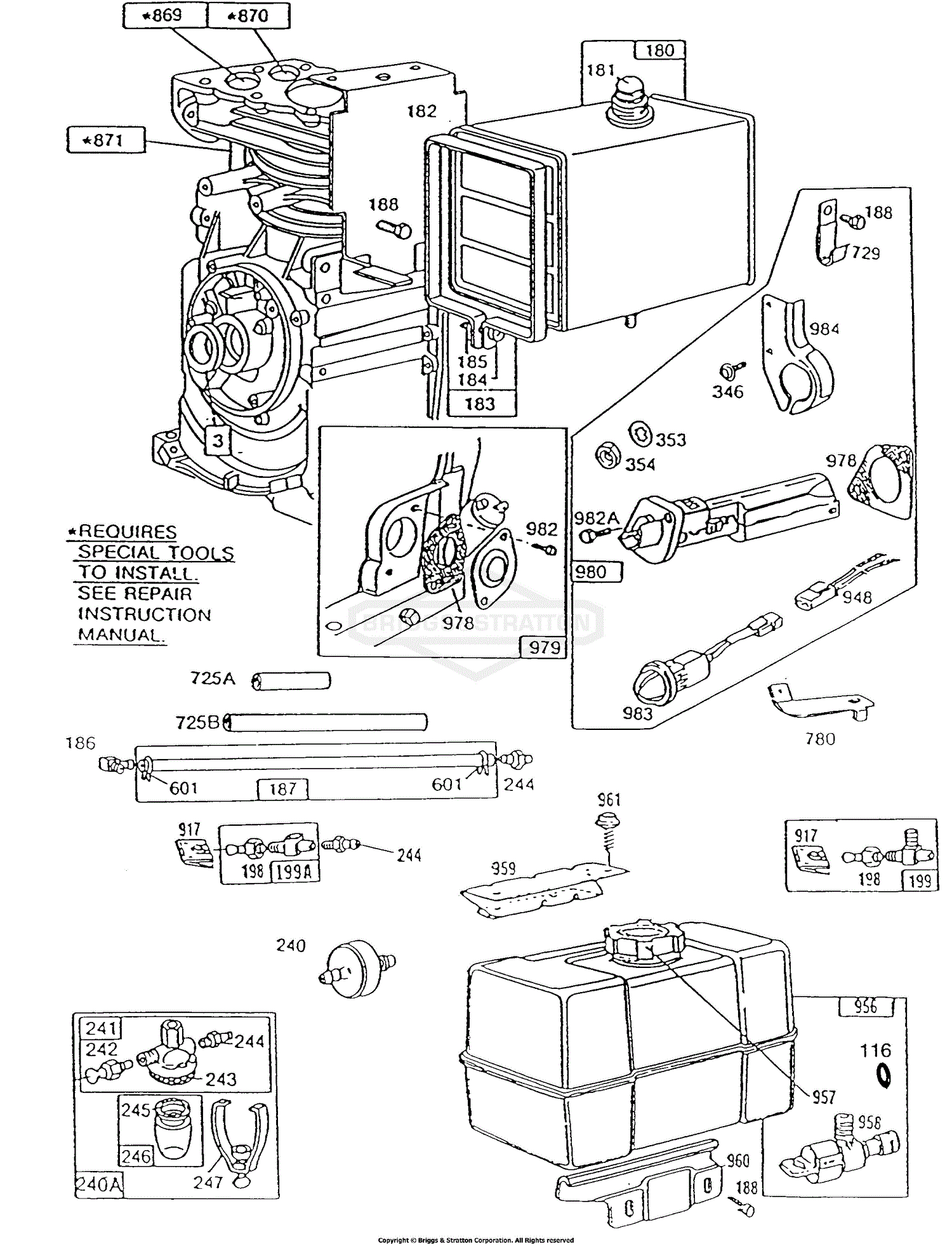 Briggs and Stratton 195432-0727-01 Parts Diagram for Fuel Tanks