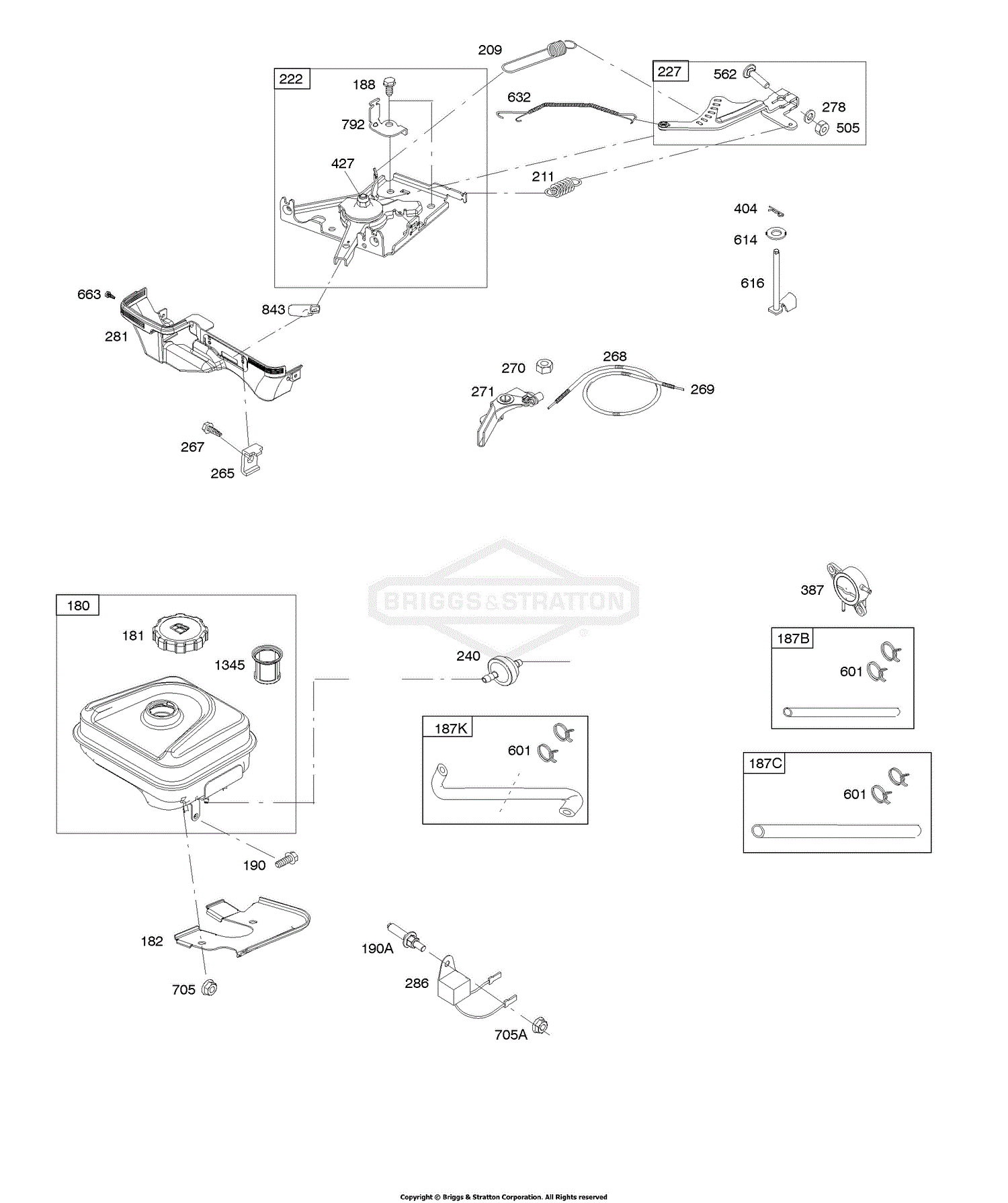 Briggs and Stratton 19H2320130H1 Parts Diagram for Controls, Fuel