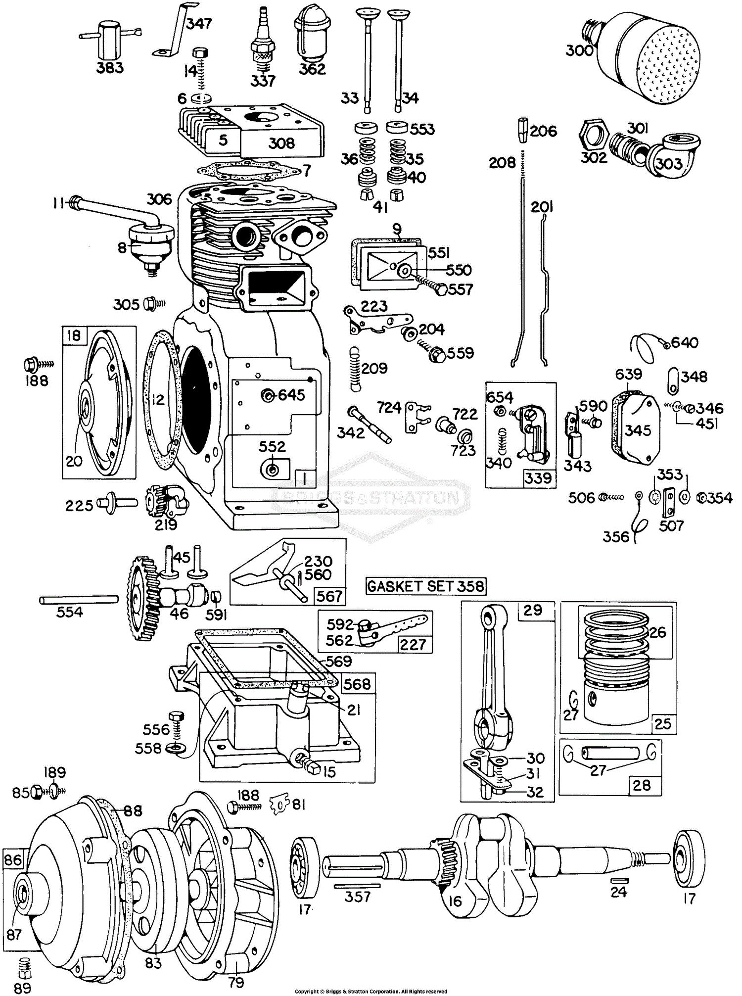 Briggs And Stratton 200431-0112-99 Parts Diagram For Cylinder,gear Case 