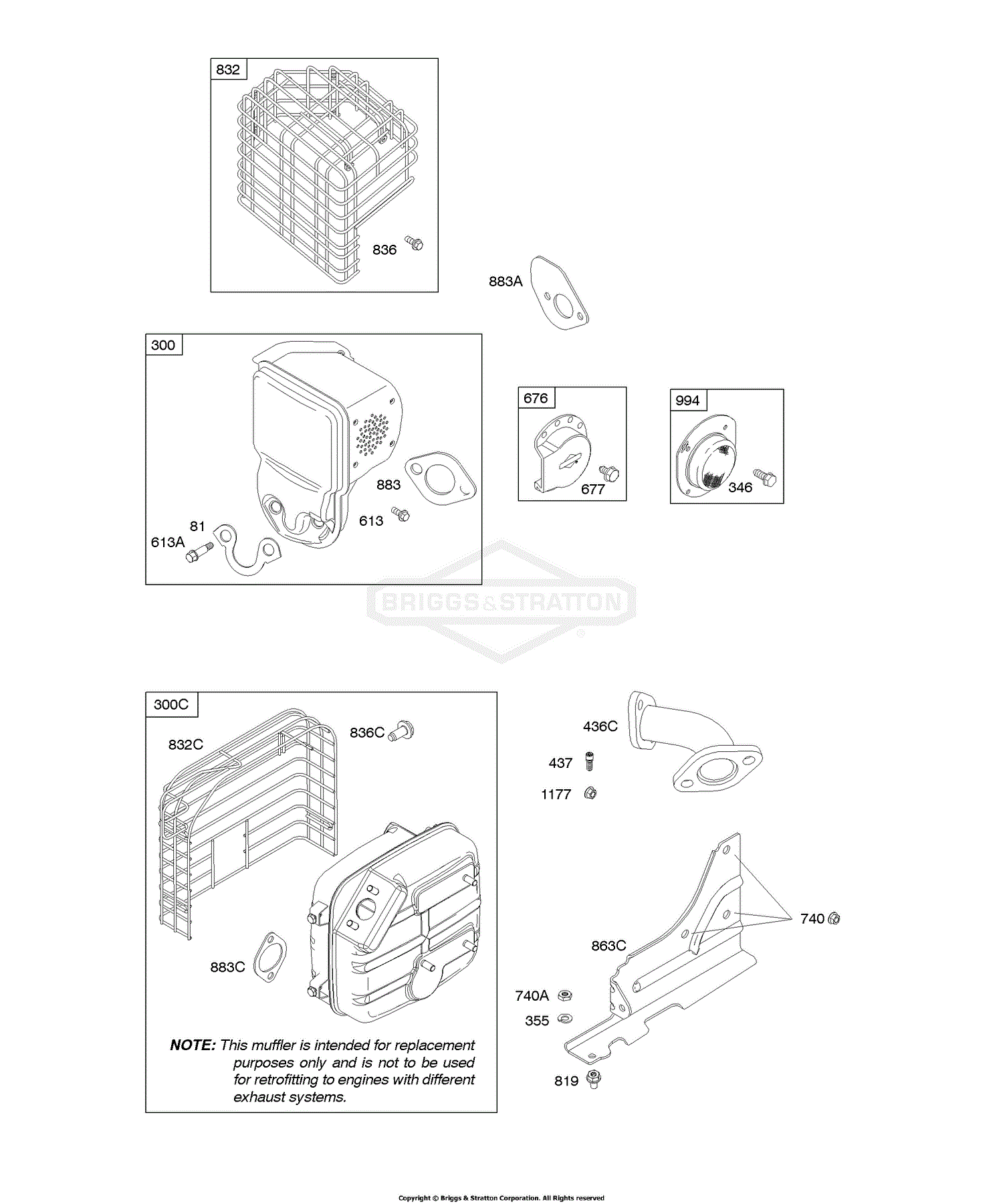 Briggs and Stratton 202412-0145-E1 Parts Diagram for Exhaust System