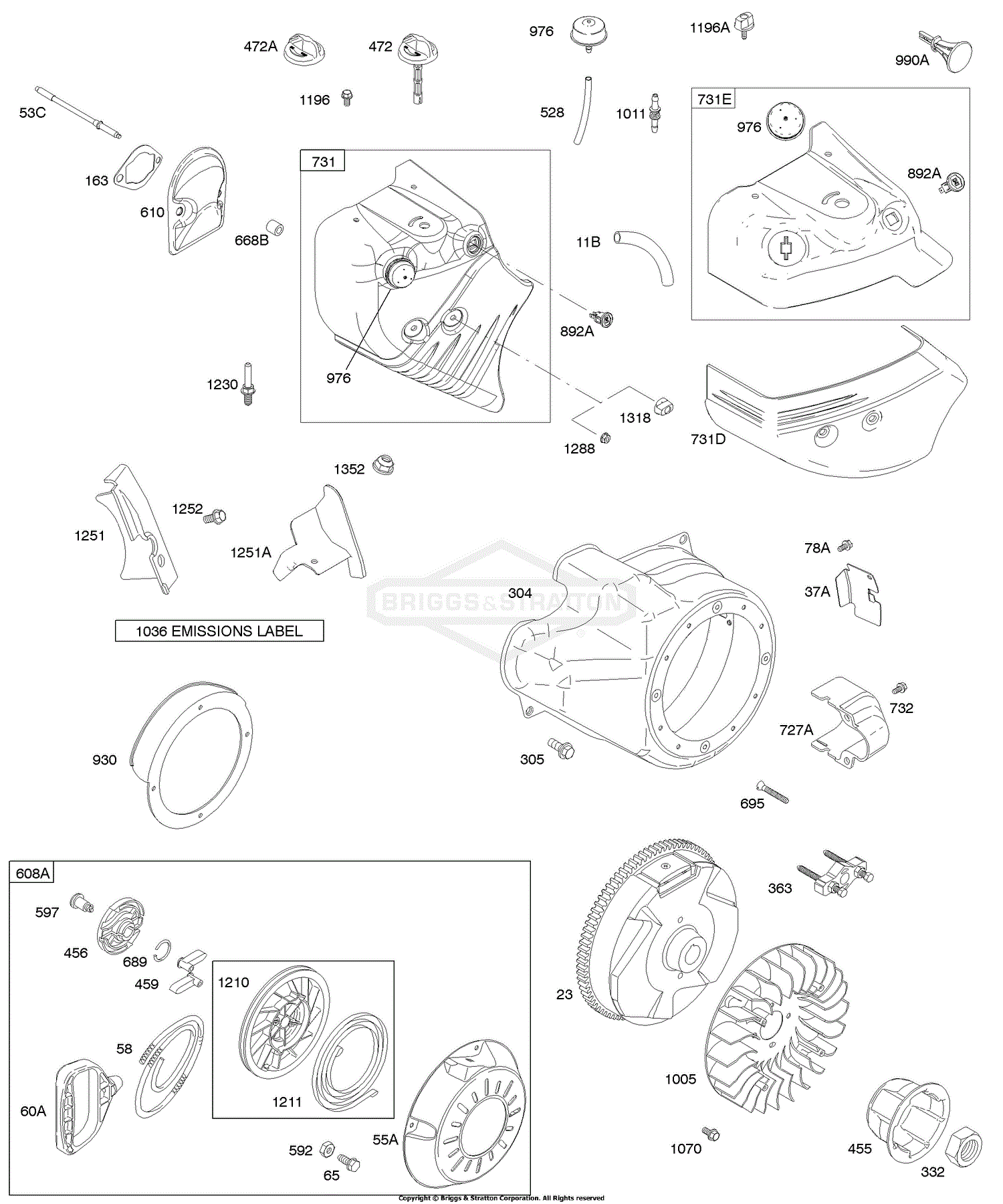 Briggs and Stratton 21C214-0114-E1 Parts Diagram for Blower Housing ...