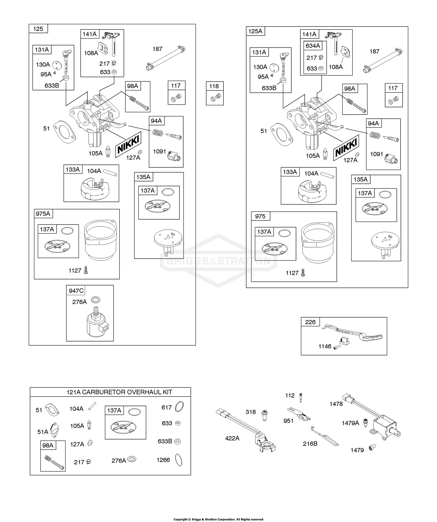 Briggs and Stratton 21R7770100B1 Parts Diagram for Carburetor Nikki