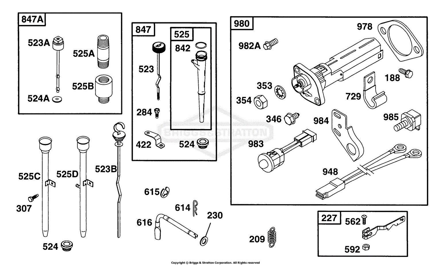 Briggs and Stratton 254422-0528-02 Parts Diagram for Oil Fill