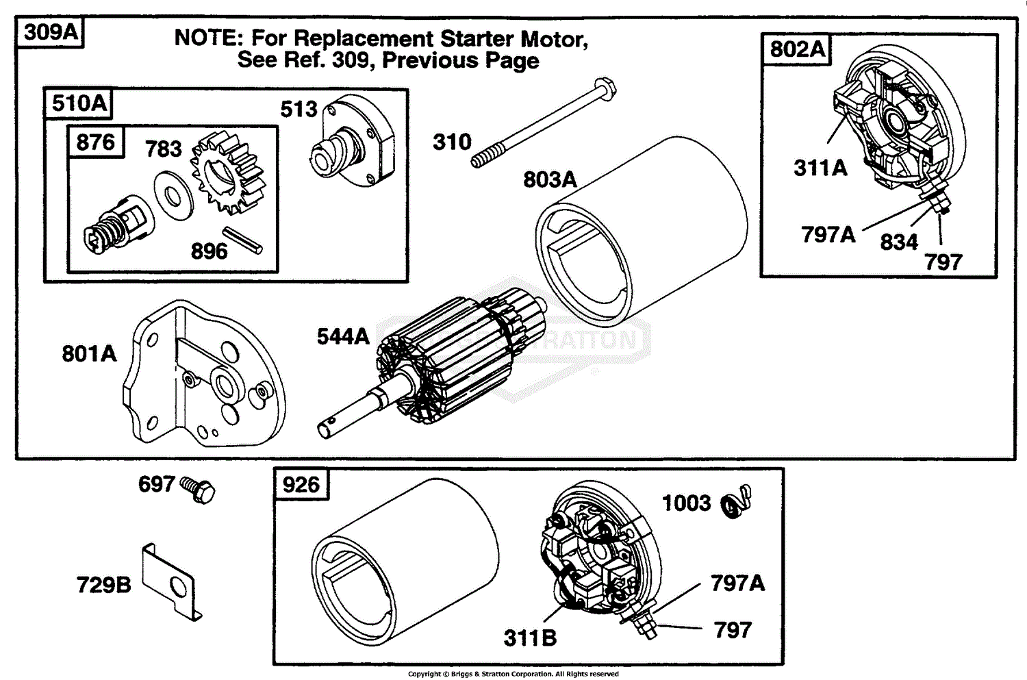 Briggs and Stratton 254707-0120-01 Parts Diagram for Electric Starter