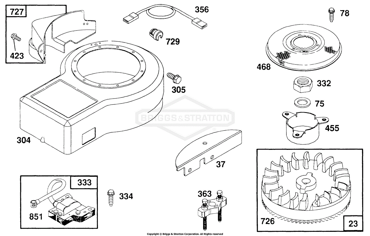 Briggs and Stratton 257702-4001-01 Parts Diagram for Blower Hsg, Elect ...