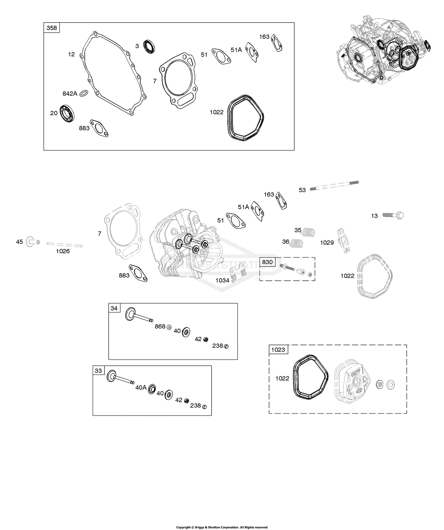 Briggs and Stratton 25U135-0001-G1 Parts Diagram for Cylinder Head ...