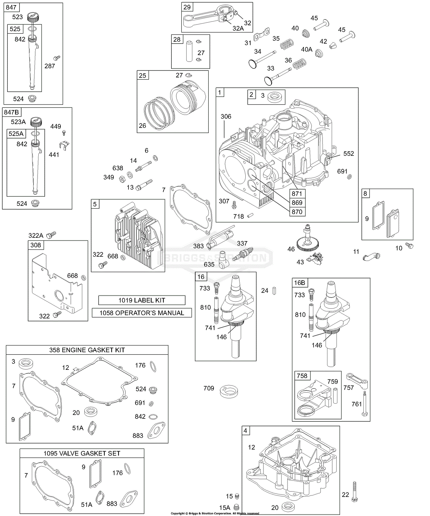 Briggs and Stratton 283707-0147-01 Parts Diagram for Cylinder 