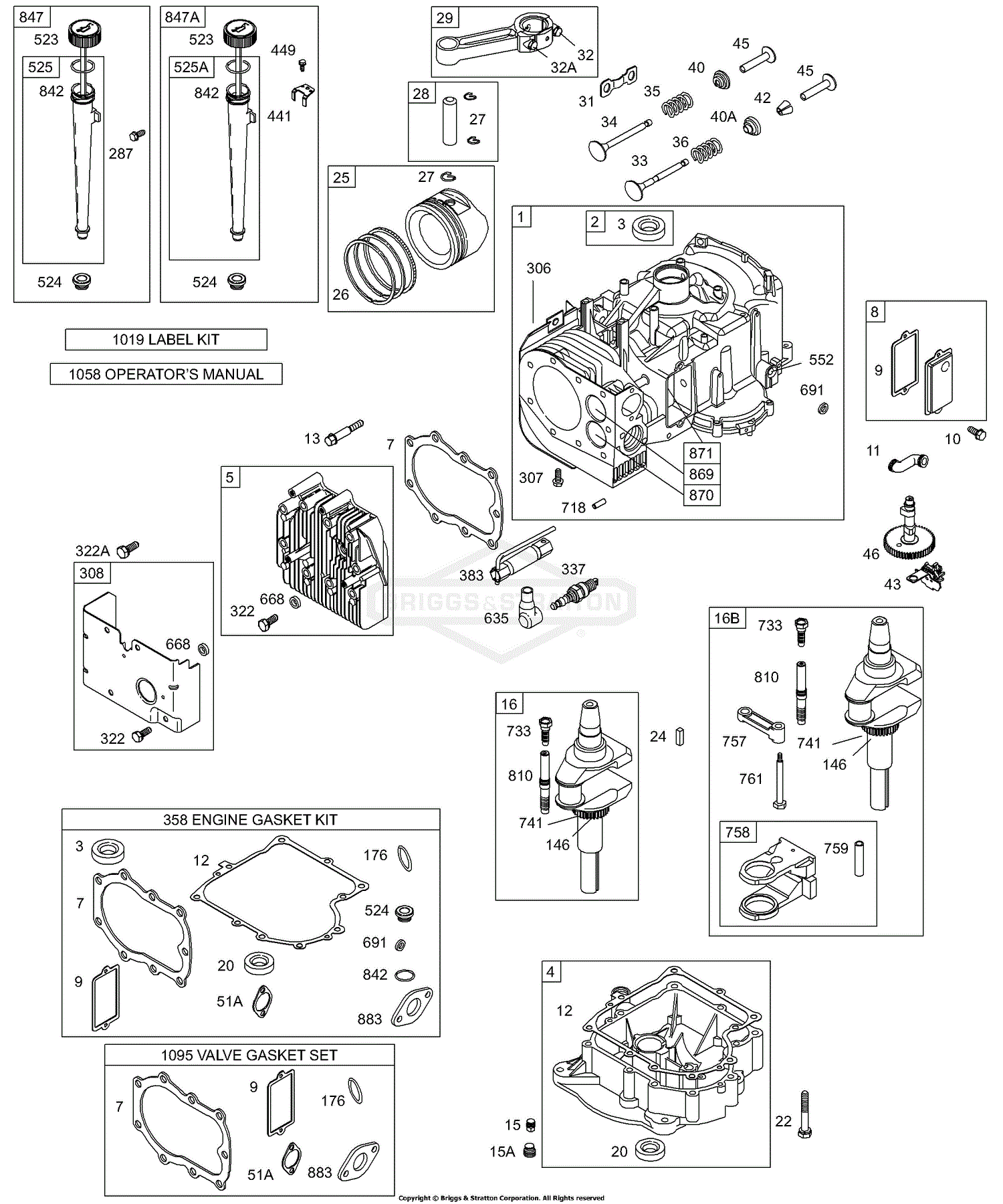 Briggs and Stratton 284707-0147-01 Parts Diagram for Cylinder 