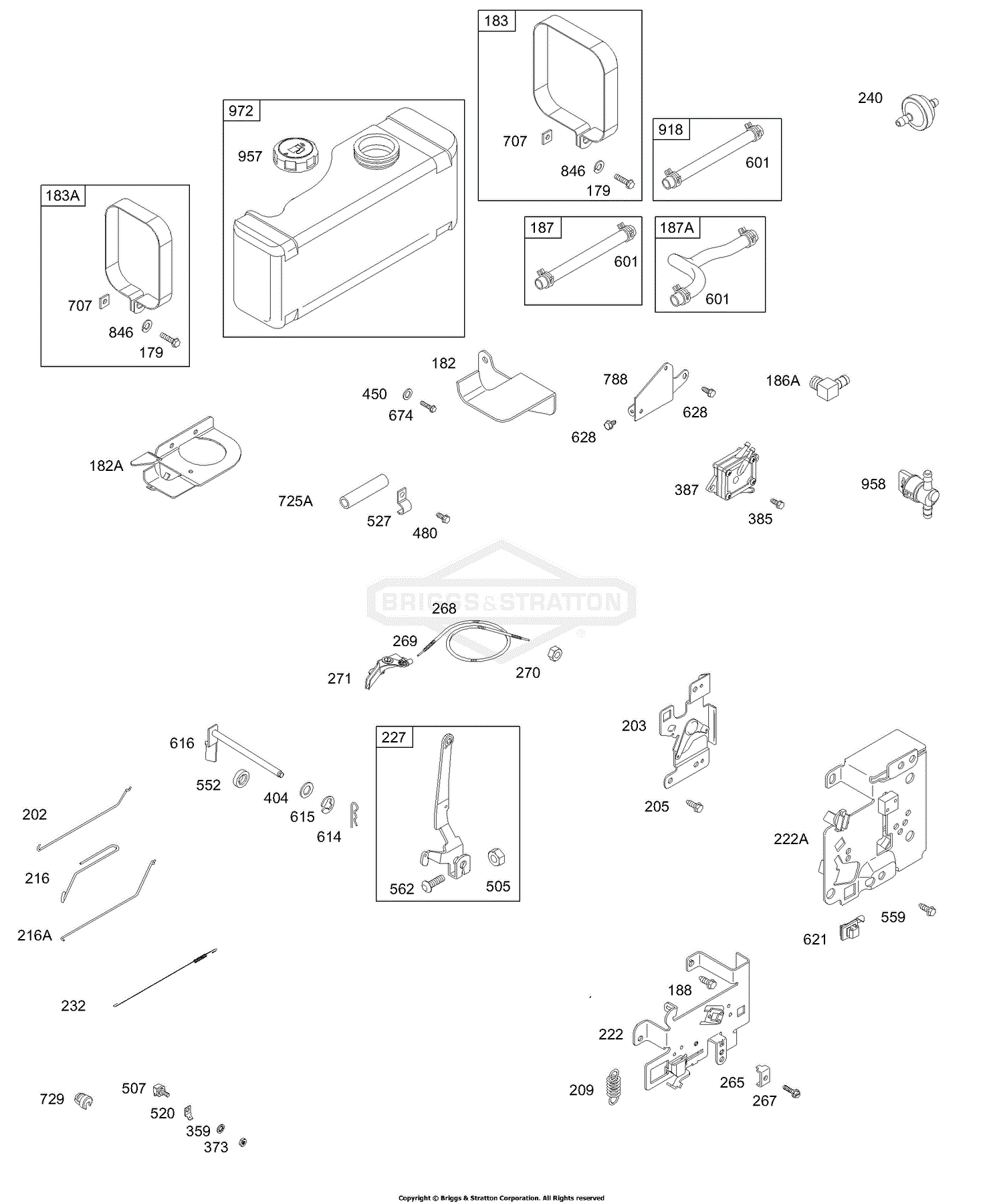 Briggs and Stratton 28M707-0648-A1 Parts Diagram for Controls, Springs ...