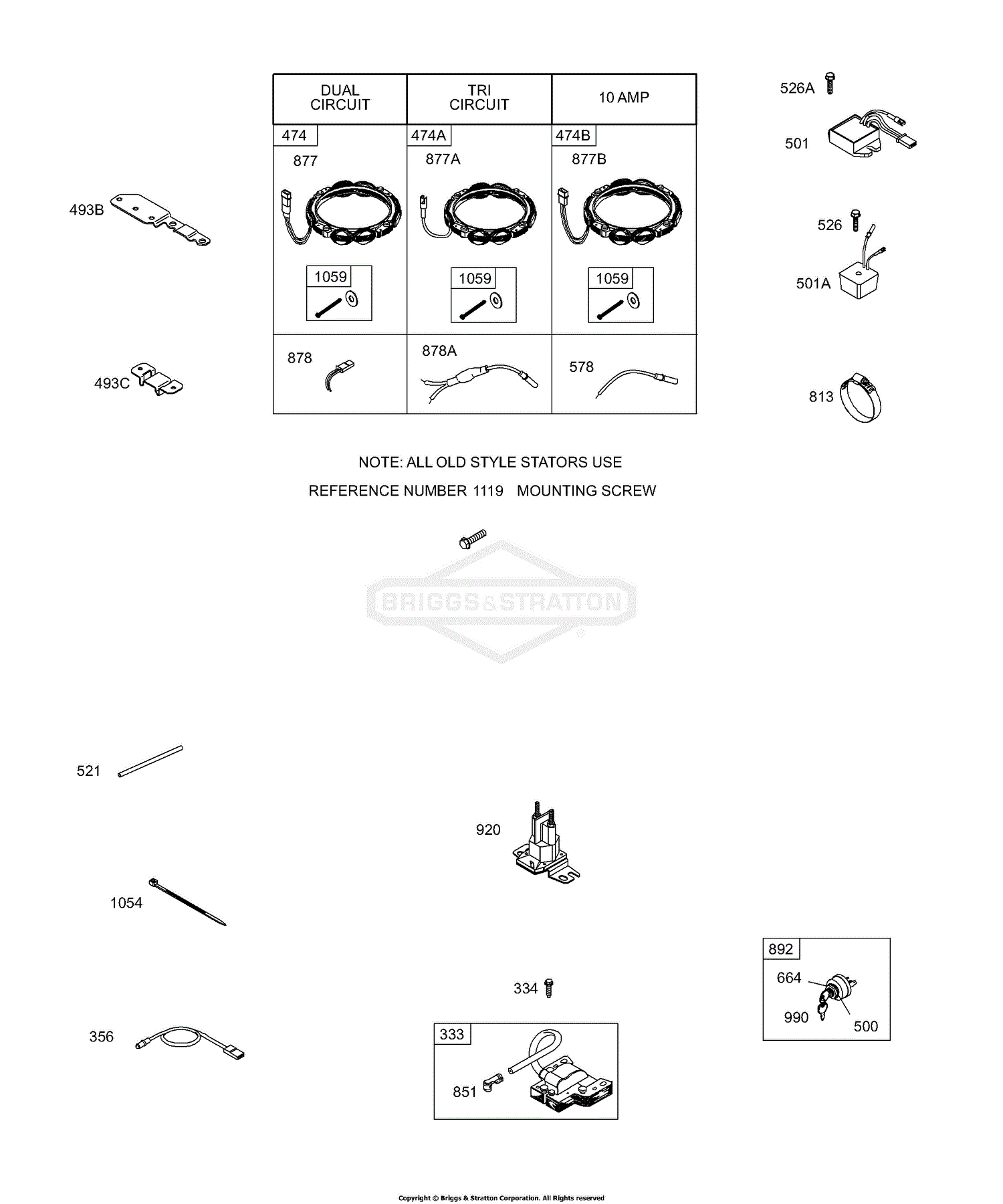 Briggs and Stratton 28Q777-0688-E1 Parts Diagram for Alternator 