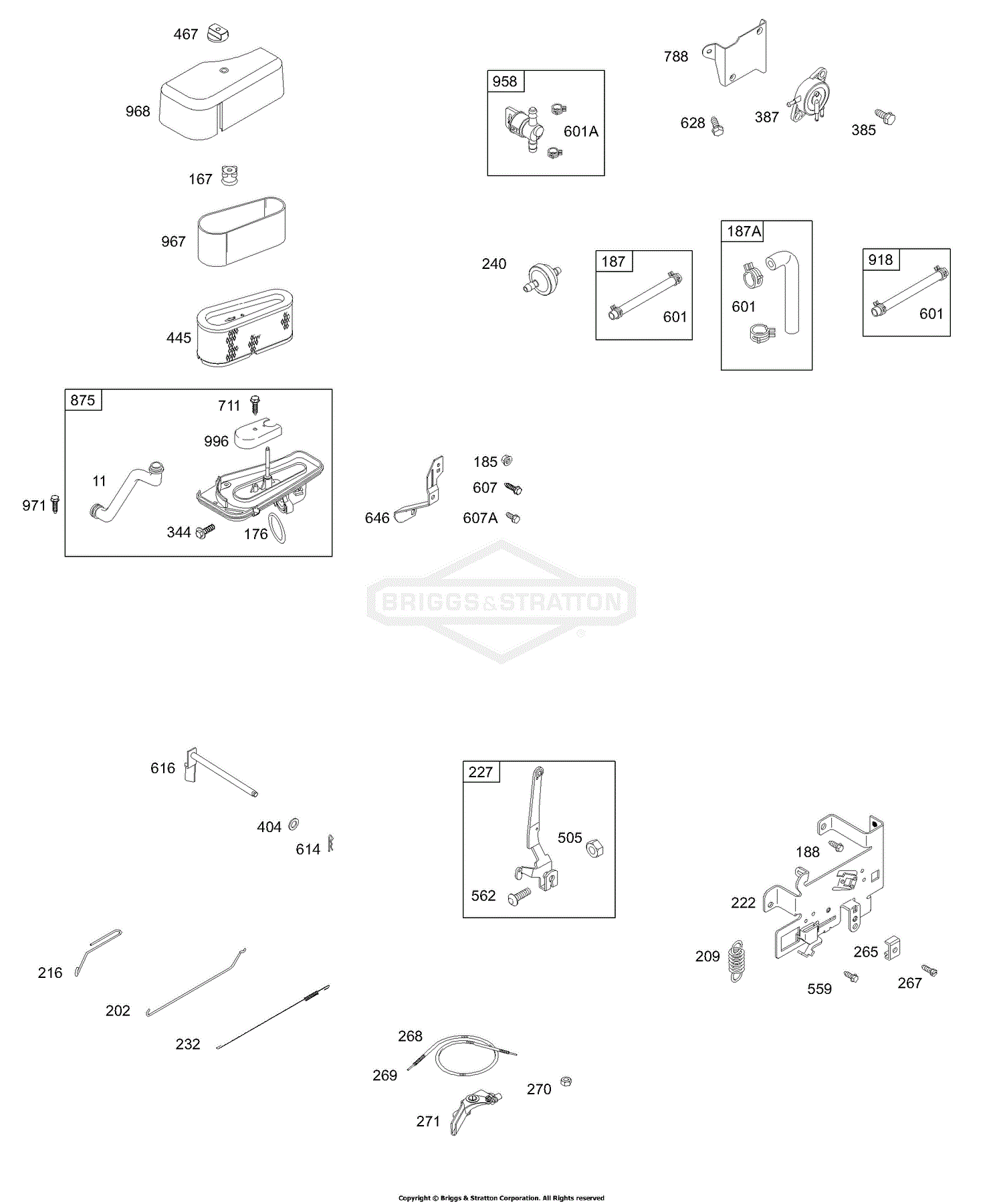 Briggs and Stratton 28S777-1142-E1 Parts Diagram for Air Cleaner, Fuel ...