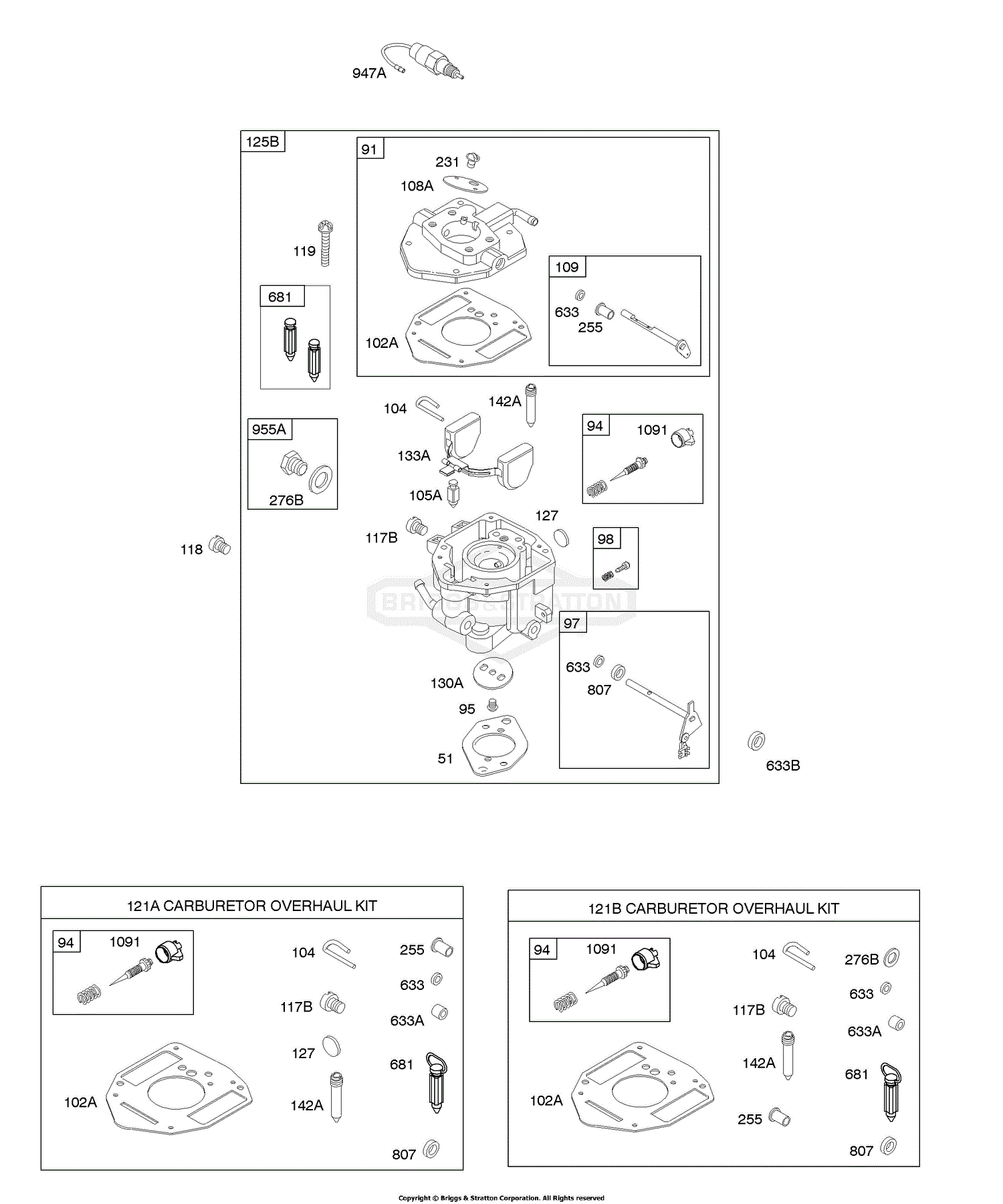 Briggs and Stratton 2944471042A1 Parts Diagram for Carburetor