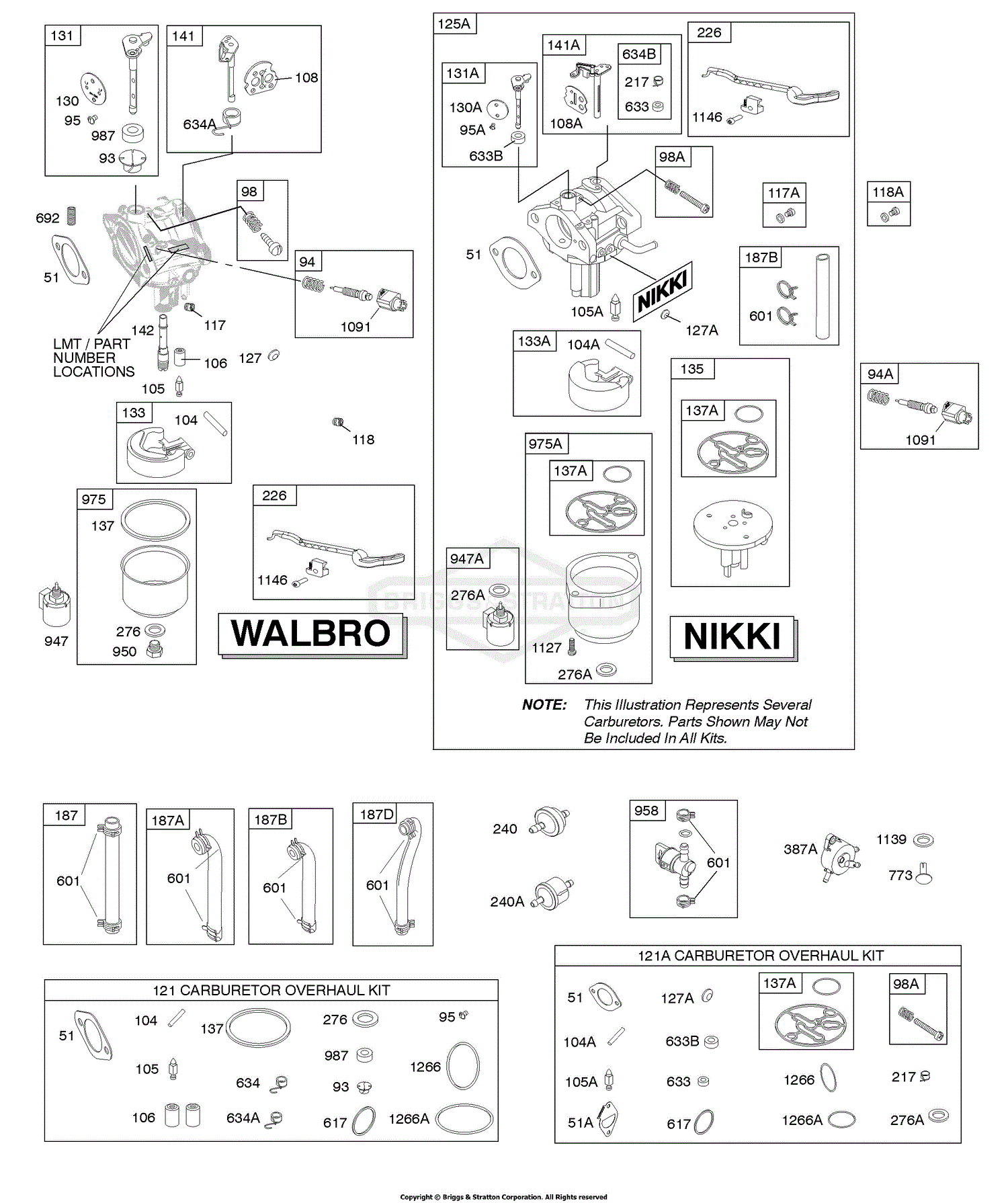 Briggs and Stratton 31C7070026G1 Parts Diagram for Carburetor, Kit