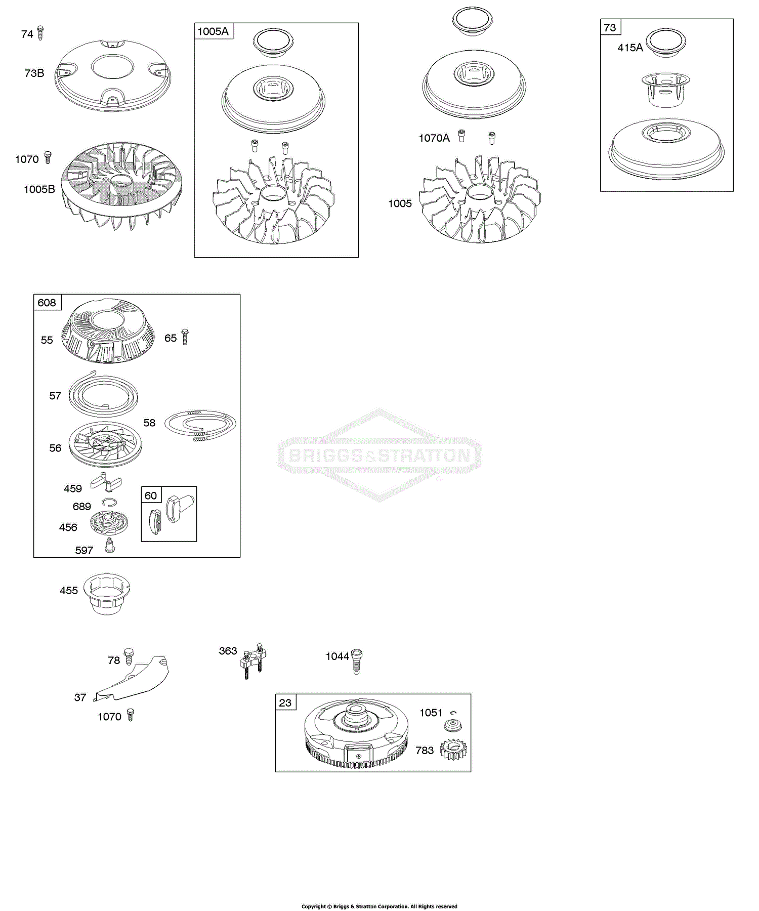 Briggs and Stratton 31F707-0112-E1 Parts Diagram for Flywheel, Rewind ...