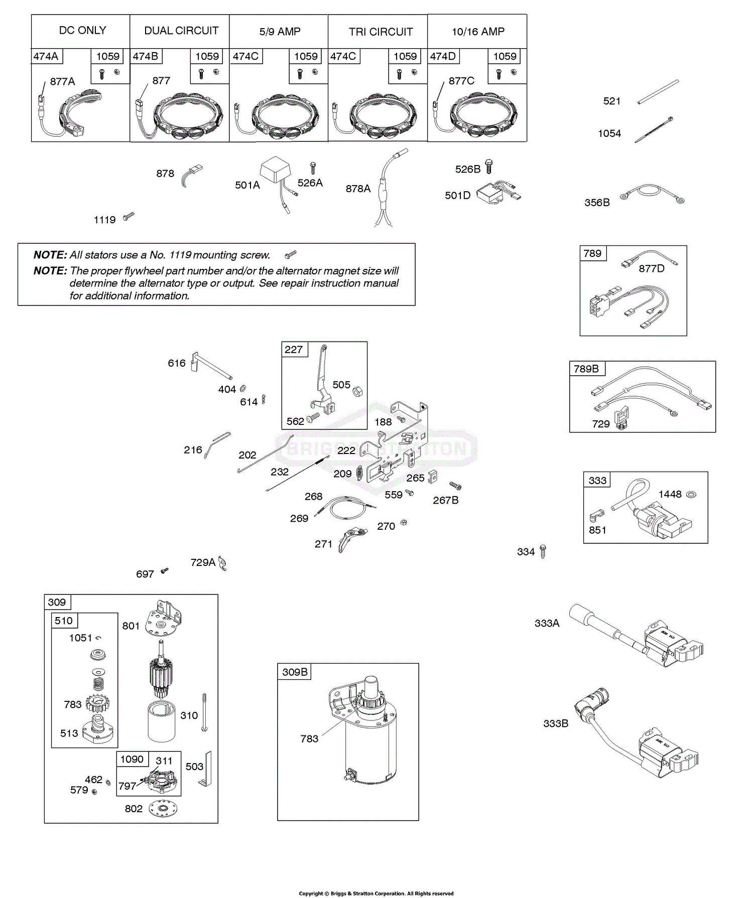 Briggs And Stratton 31G777-0120-E1 Parts Diagram For Alternator ...