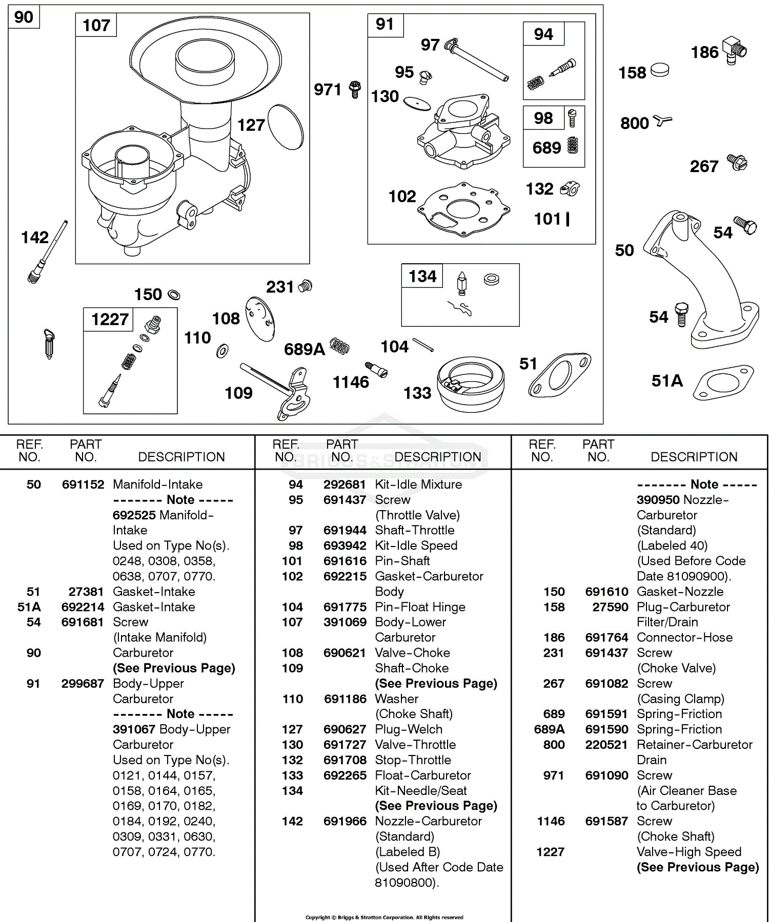 Briggs and Stratton 326437067104 Parts Diagram for Carburetor