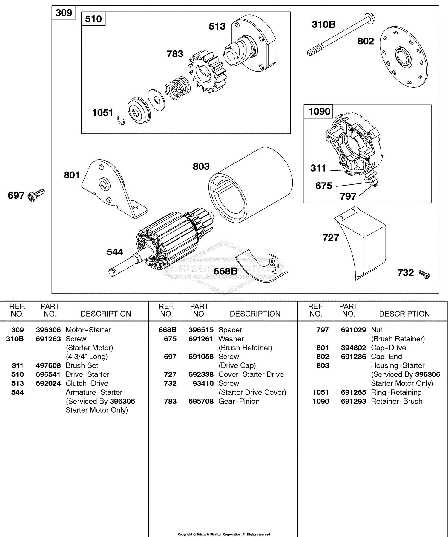 Briggs and Stratton 131232-0146-01 Parts Diagram for Electric Starter