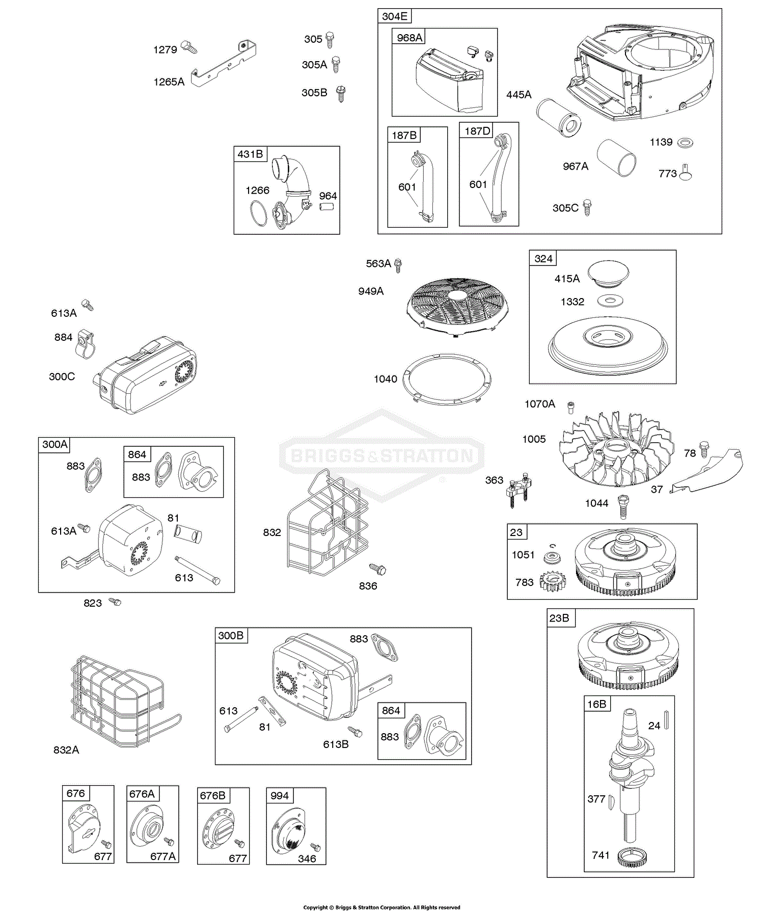 Briggs And Stratton 331877-0113-B1 Parts Diagram For BLOWER HOUSING ...