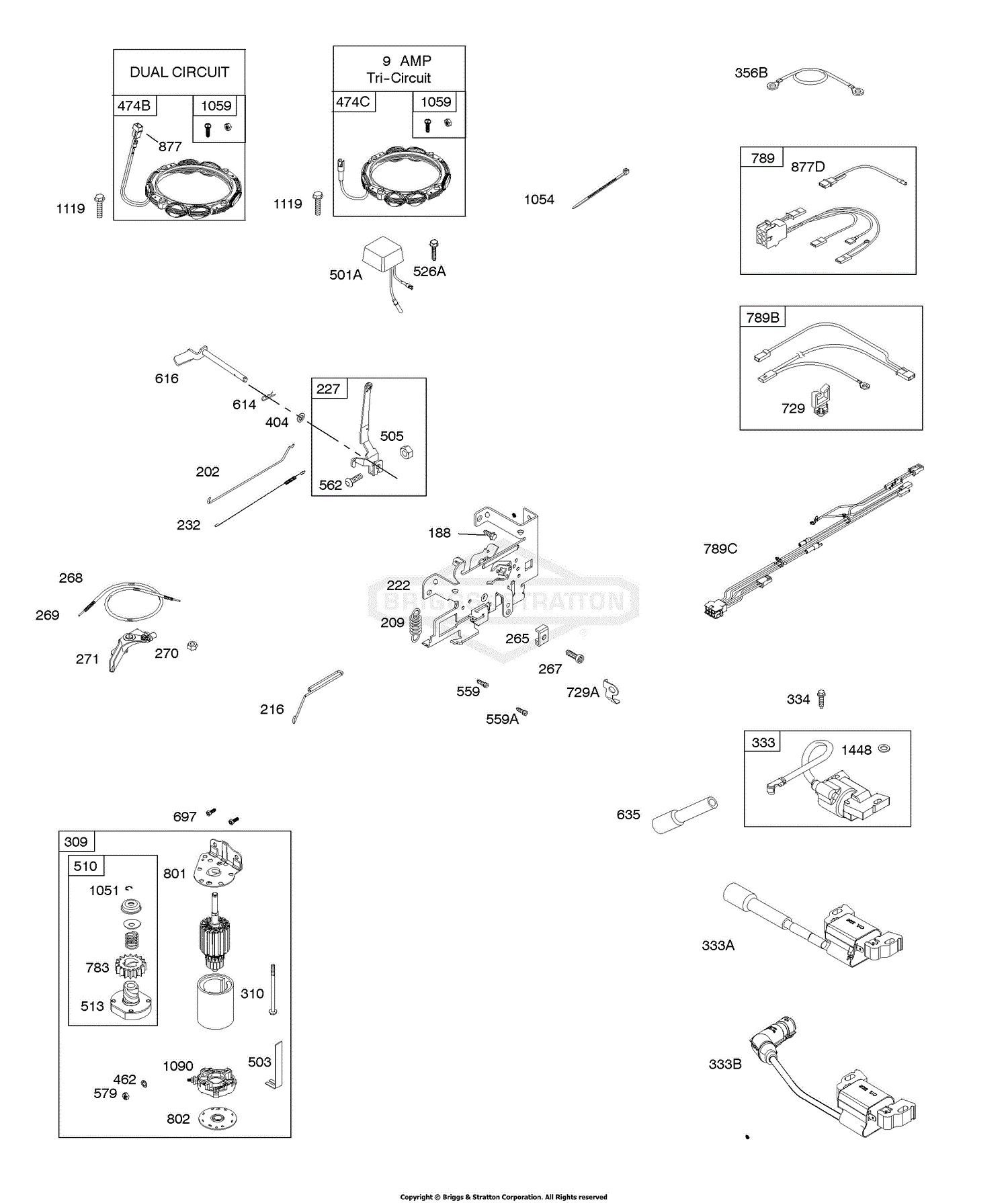 Briggs And Stratton 33r877 0003 G1 Parts Diagram For Alternator Controls Electric Starter 9282