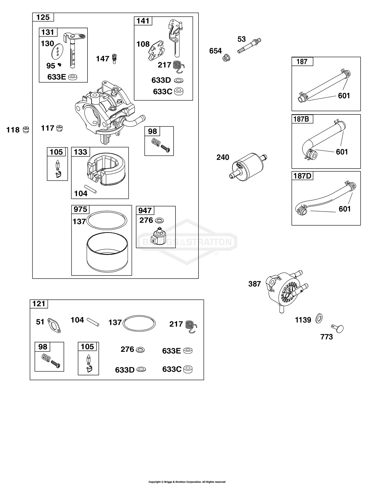 Briggs And Stratton 33S877-0019-G1 Parts Diagram For Carburetor And ...