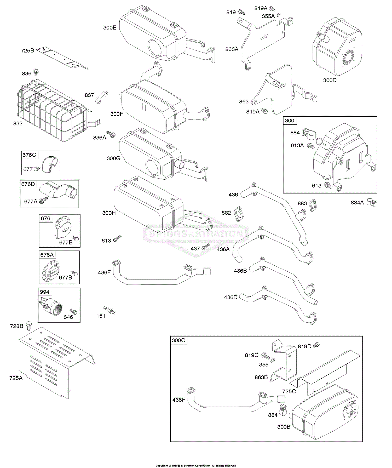 Briggs And Stratton 350442 0001 01 Parts Diagram For Exhaust System 6734