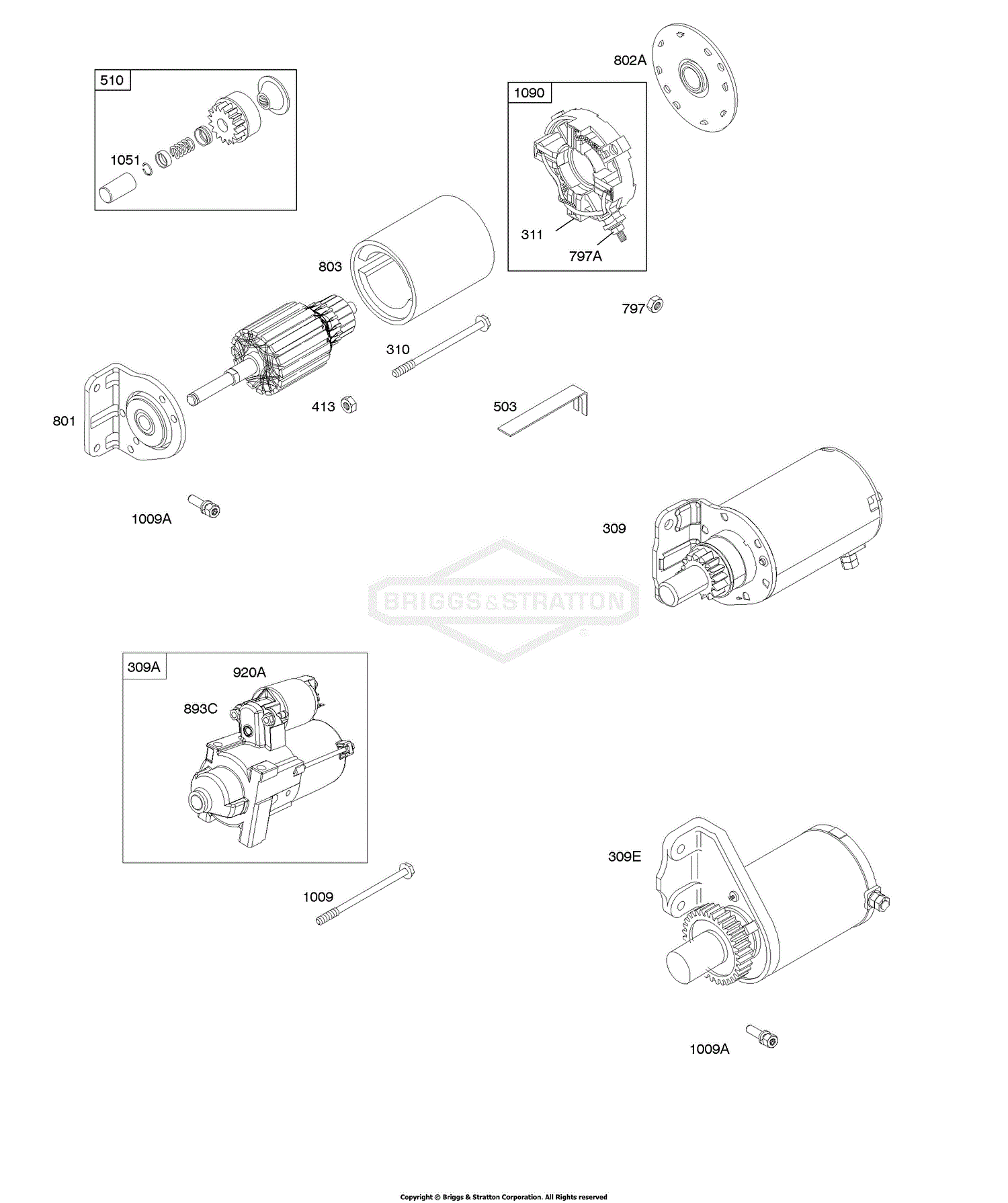 Briggs and Stratton 131232-0146-01 Parts Diagram for Electric Starter