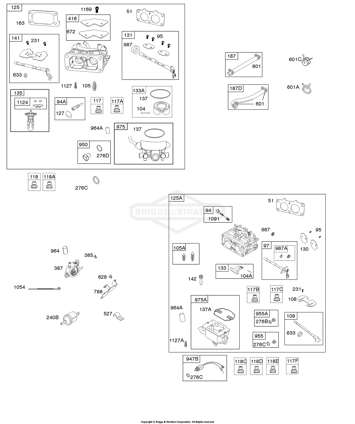 Briggs and Stratton 3864470190G1 Parts Diagram for Carburetors, Fuel Pump