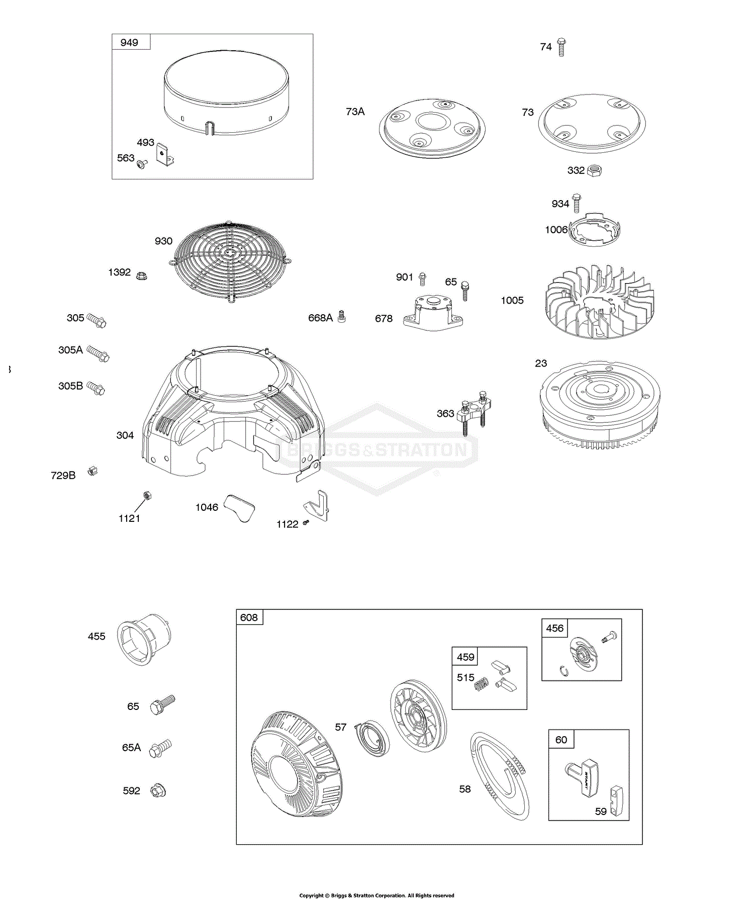 Briggs and Stratton 386777-0111-E1 Parts Diagram for Blower Housing ...