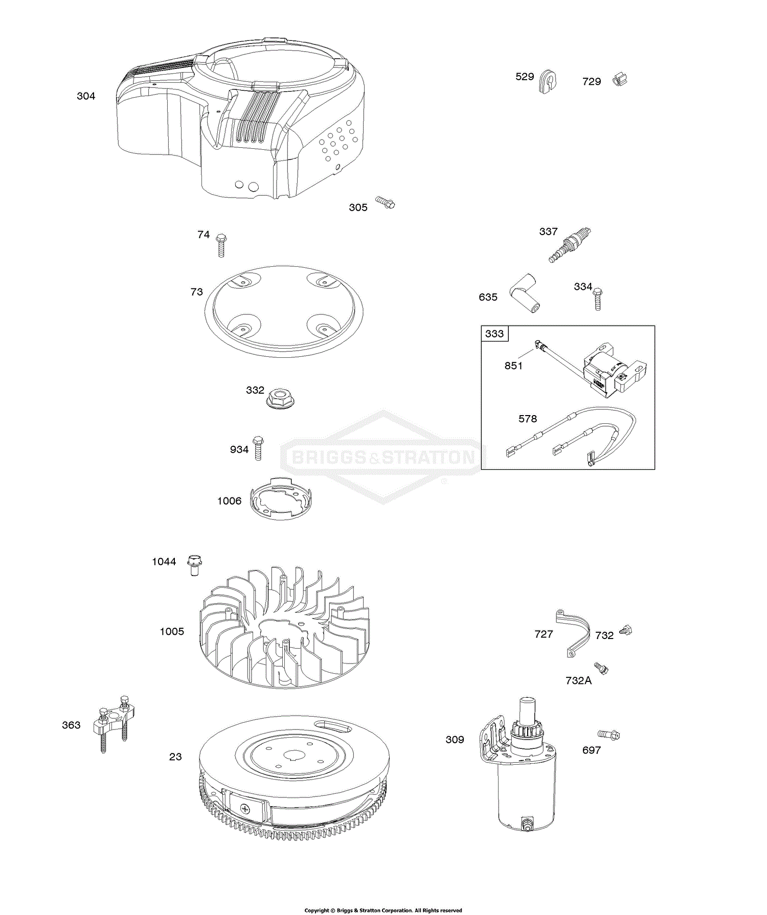 Briggs and Stratton 389575-0001-E1 Parts Diagram for Flywheel, Blower ...