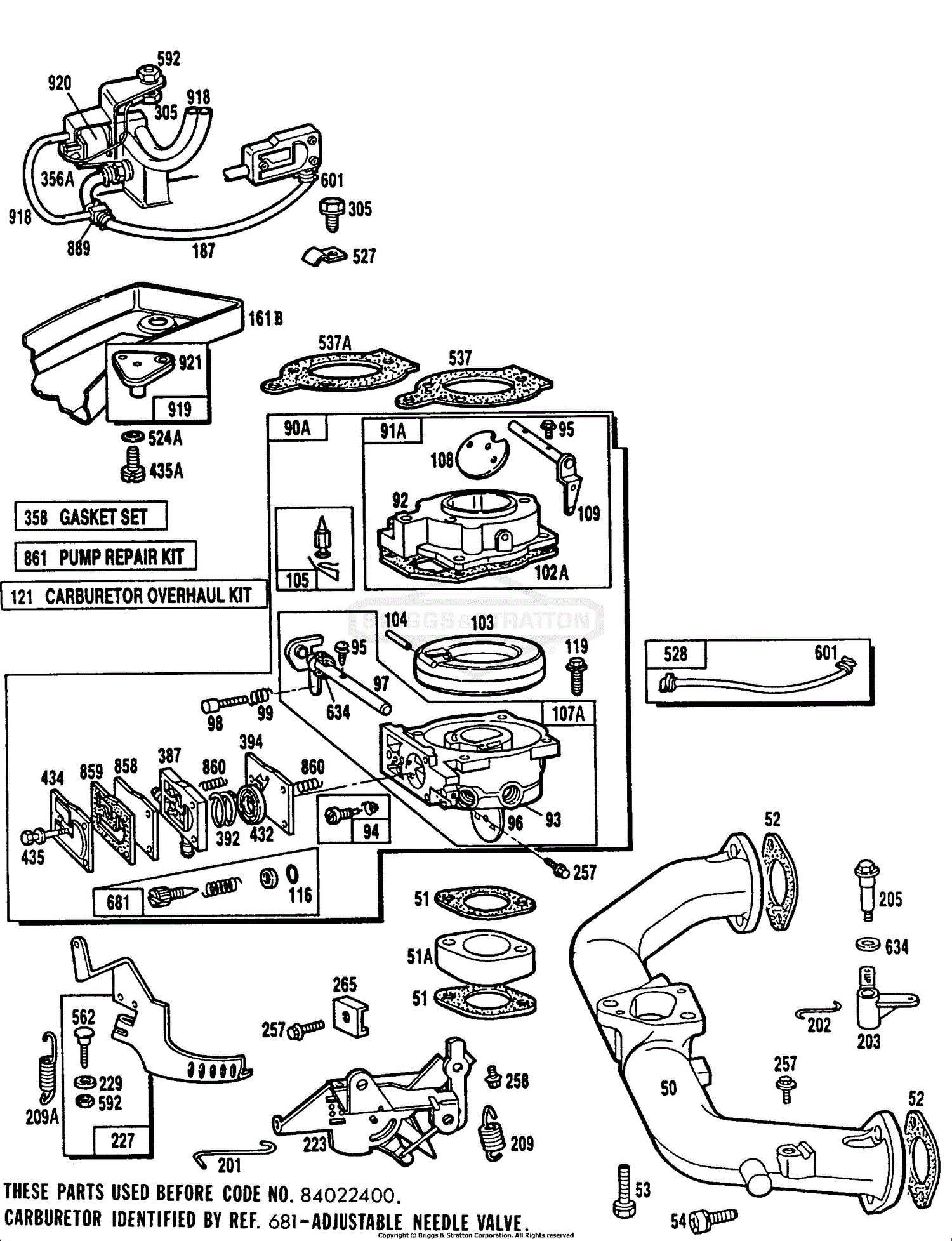 Briggs and Stratton 402707-0015-01 Parts Diagram for Carburetor  Assembly,Manifold