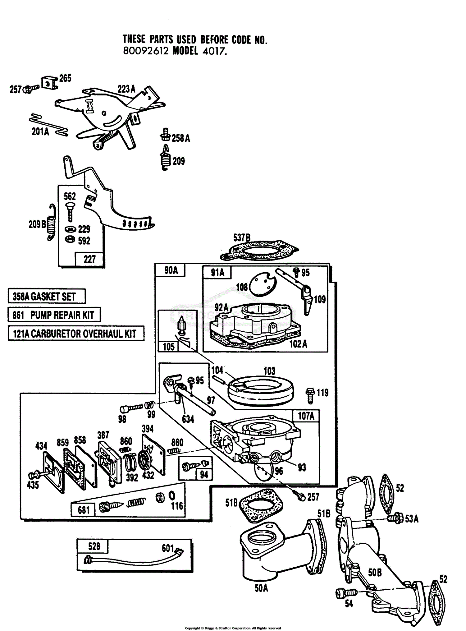 Briggs & Stratton Carburetor Carb Rebuild Kit Fits Models 402707-0160 to 1240 